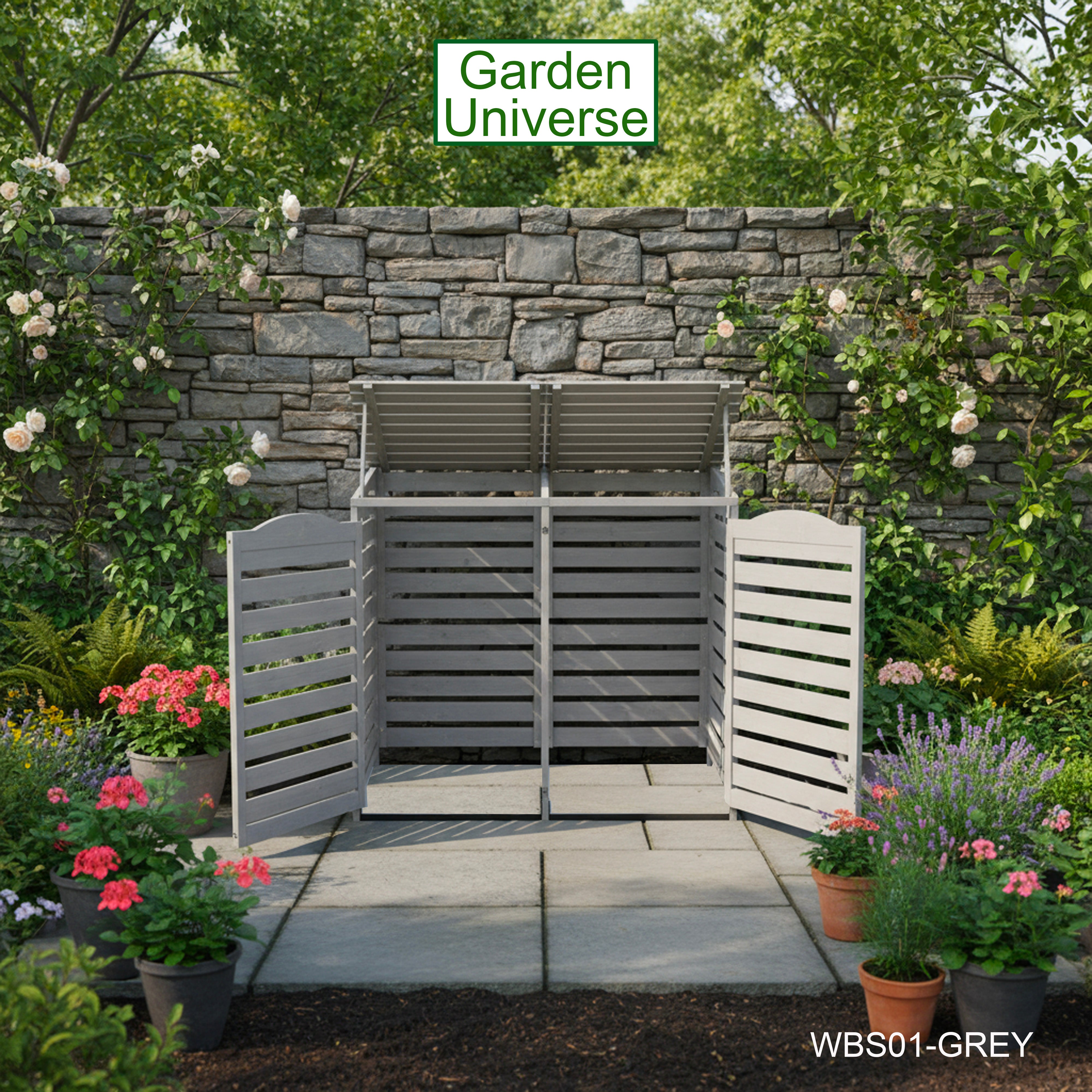 Wheelie Bin Storage Unit Double Outdoor Storage In Grey WBS01-GREY