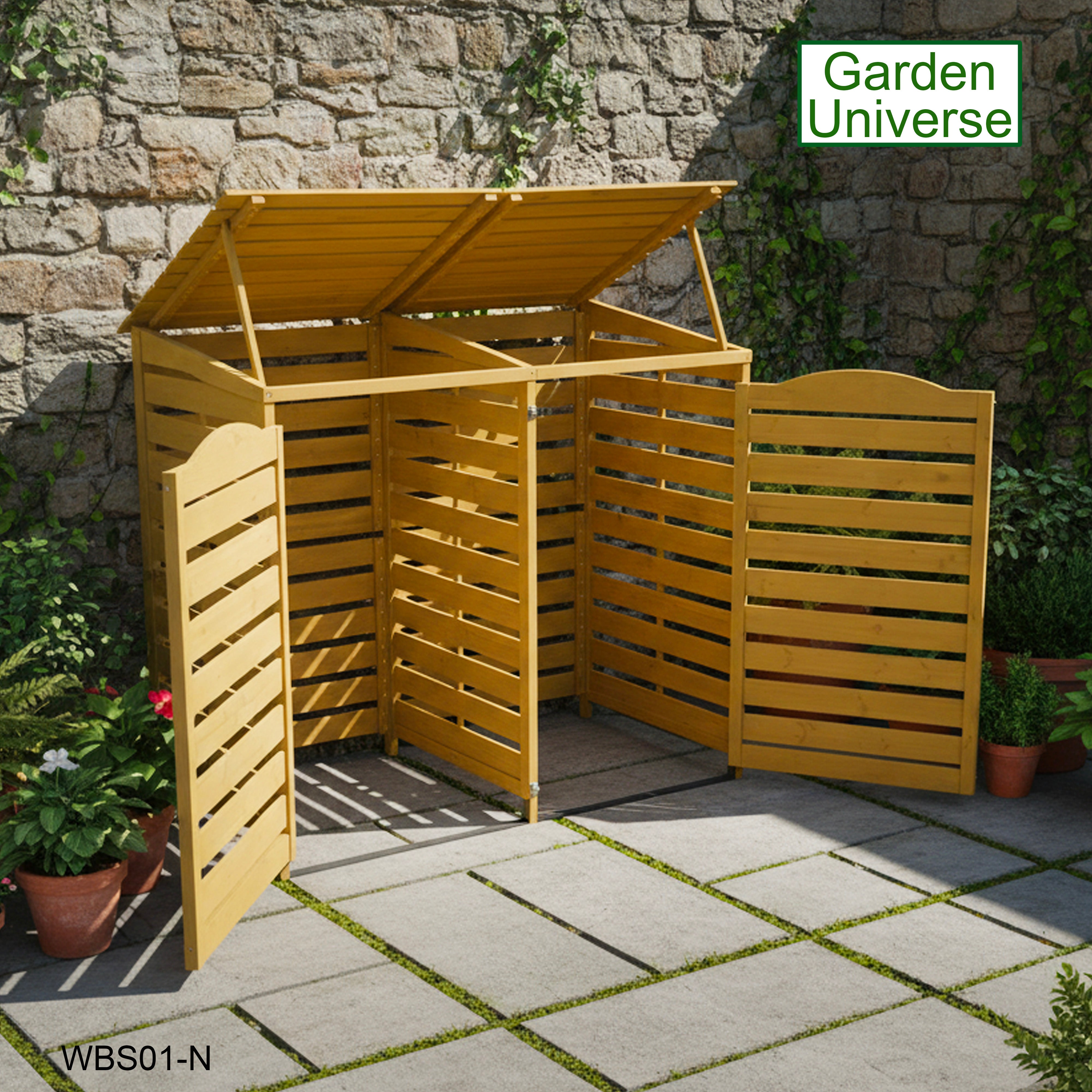 Wheelie Bin Storage Unit Double Outdoor Storage In Natural Wood WBS01-N