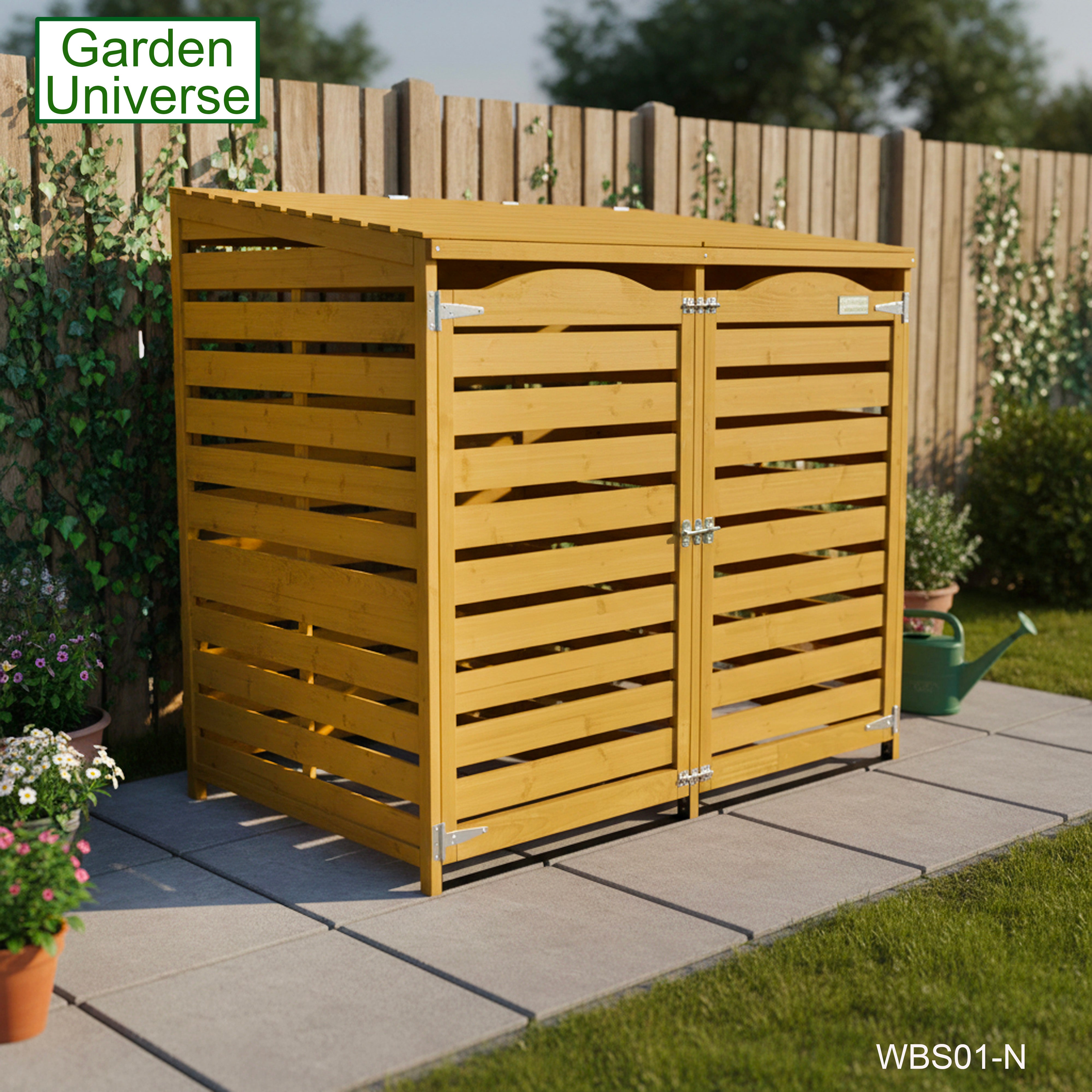 Wheelie Bin Storage Unit Double Outdoor Storage In Natural Wood WBS01-N