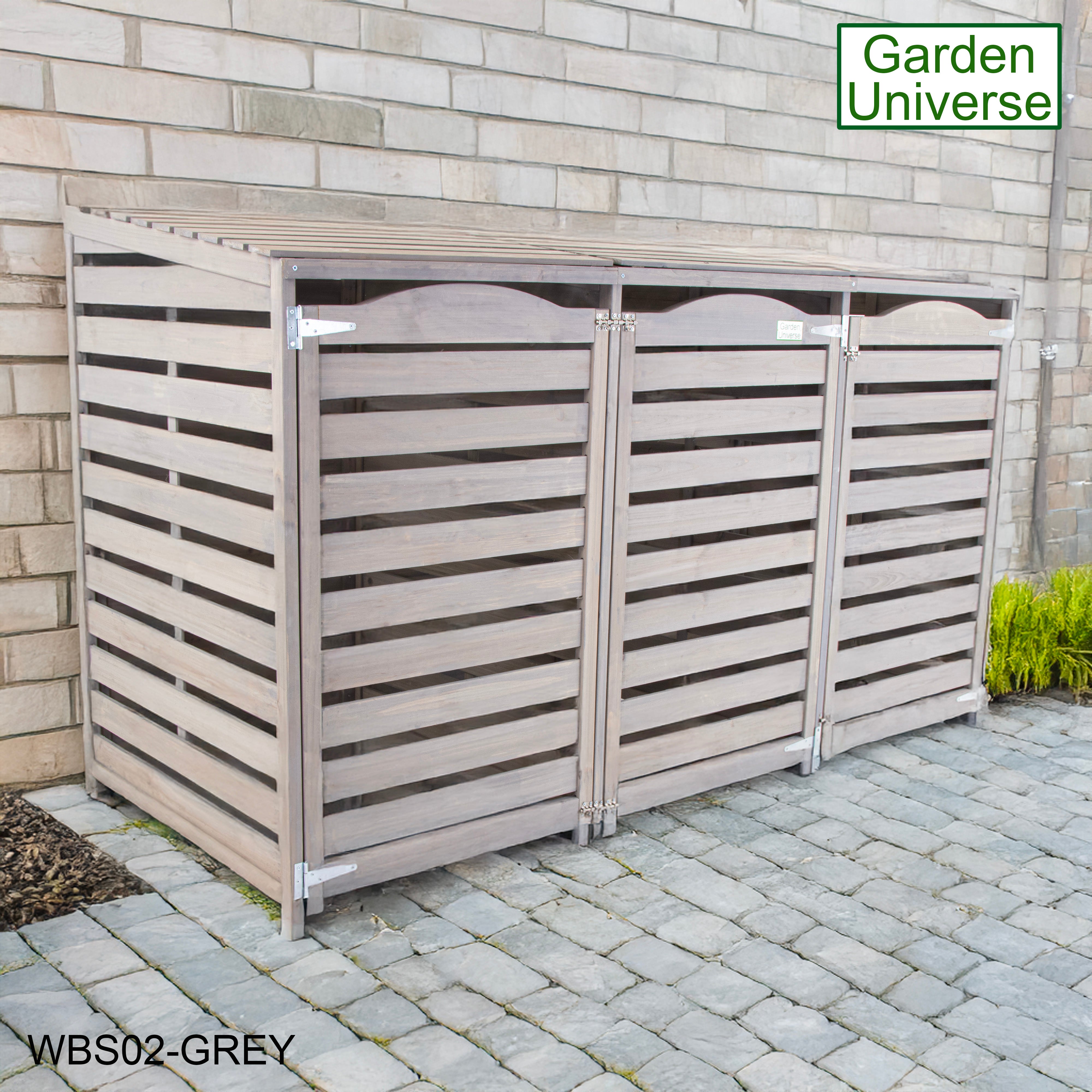 Wheelie Bin Storage Unit Triple Outdoor Storage In Grey WBS02-GREY