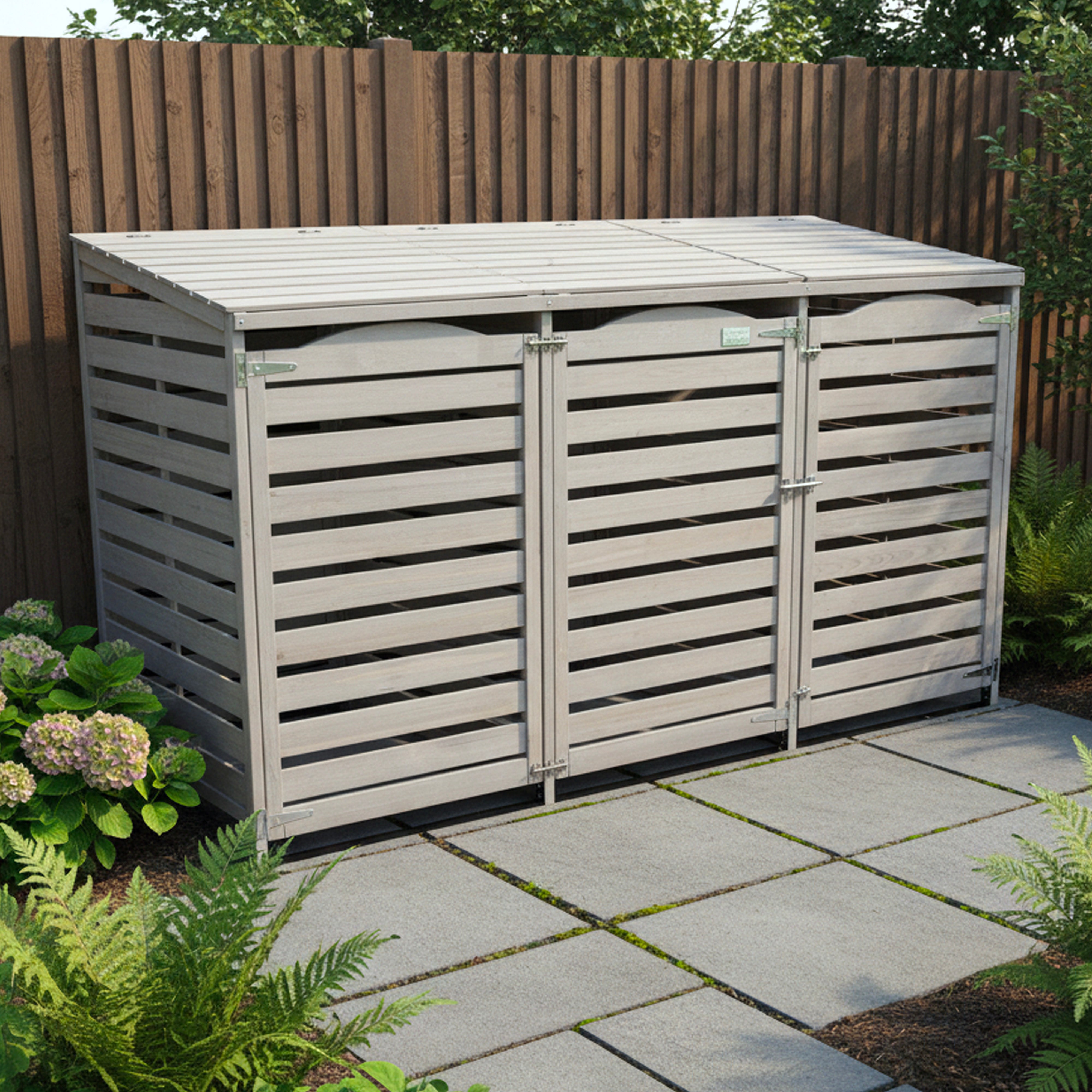 Wheelie Bin Storage Unit Triple Outdoor Storage In Grey WBS02-GREY