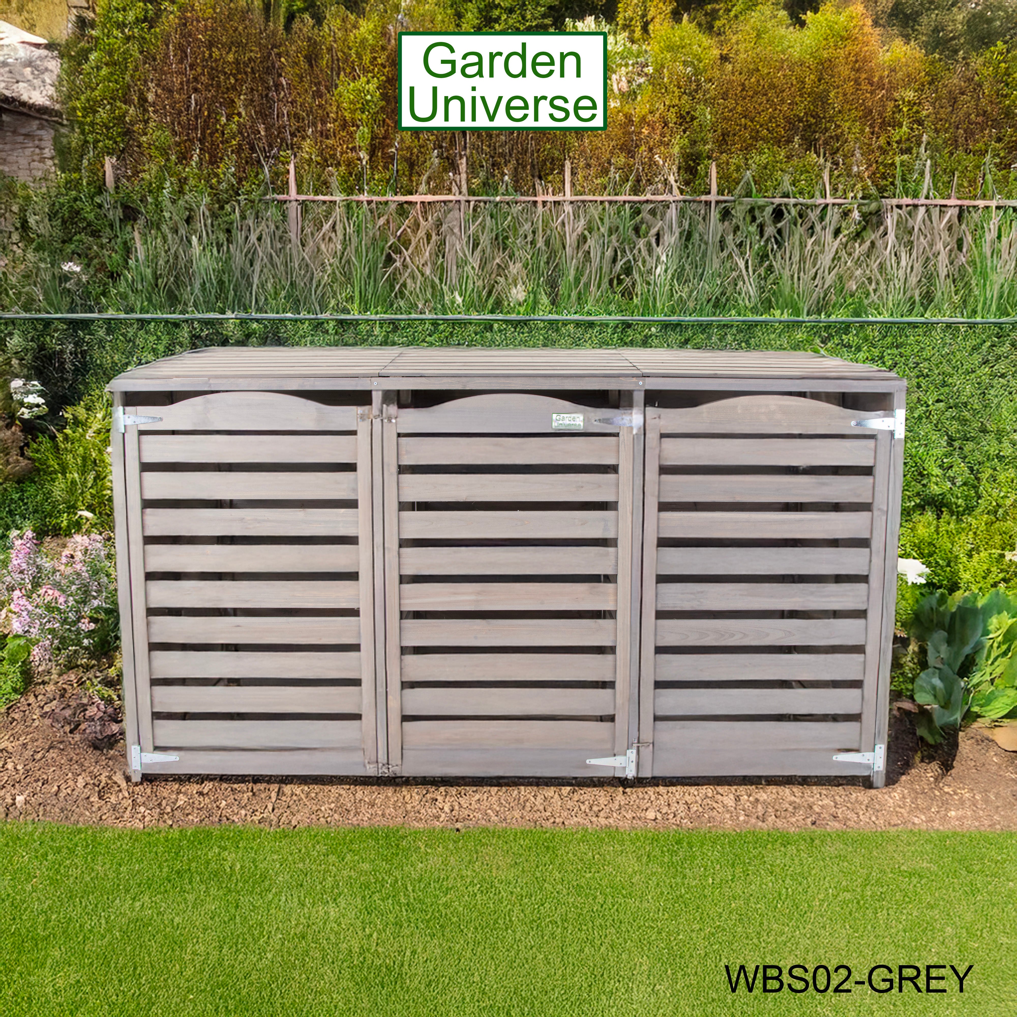Wheelie Bin Storage Unit Triple Outdoor Storage In Grey WBS02-GREY