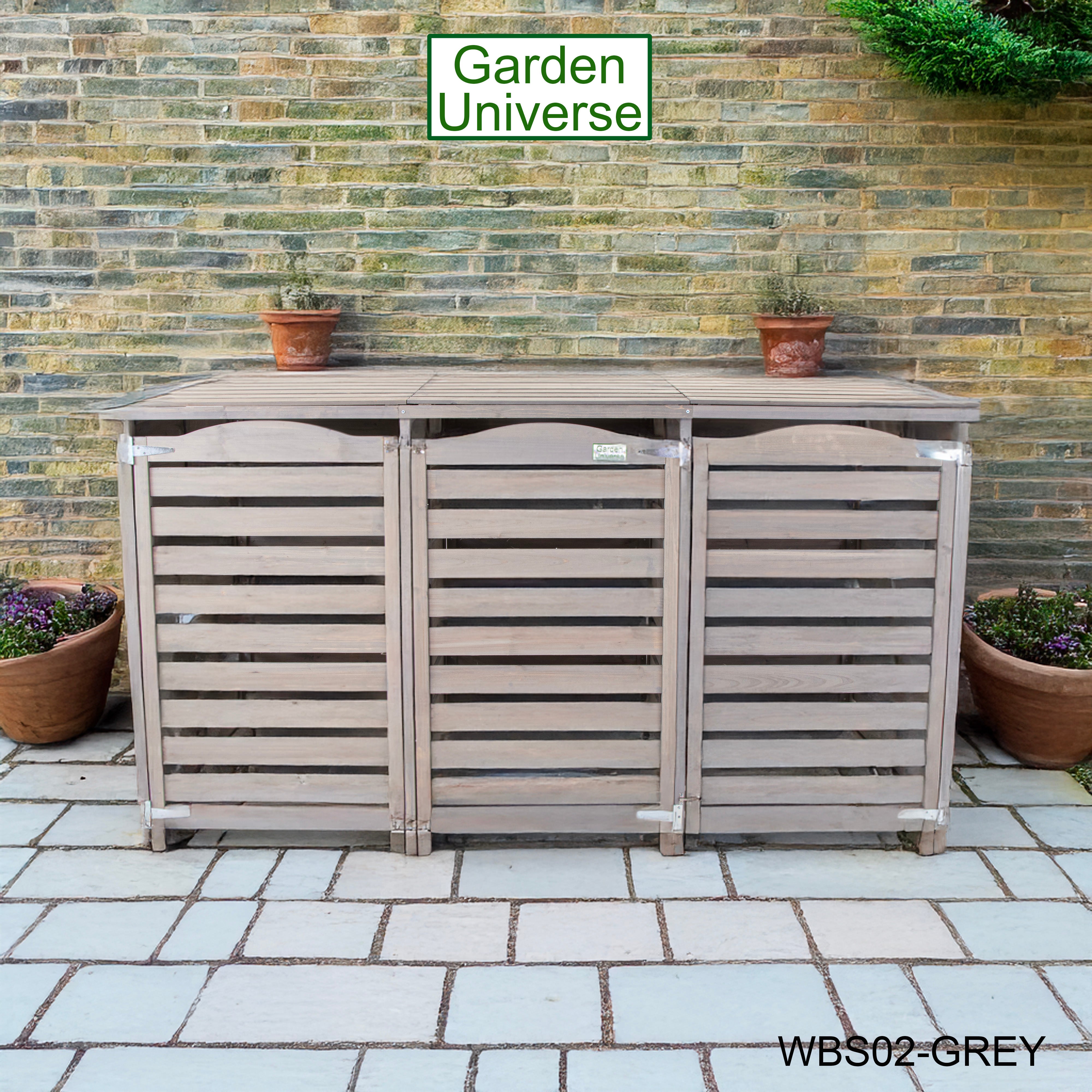 Wheelie Bin Storage Unit Triple Outdoor Storage In Grey WBS02-GREY