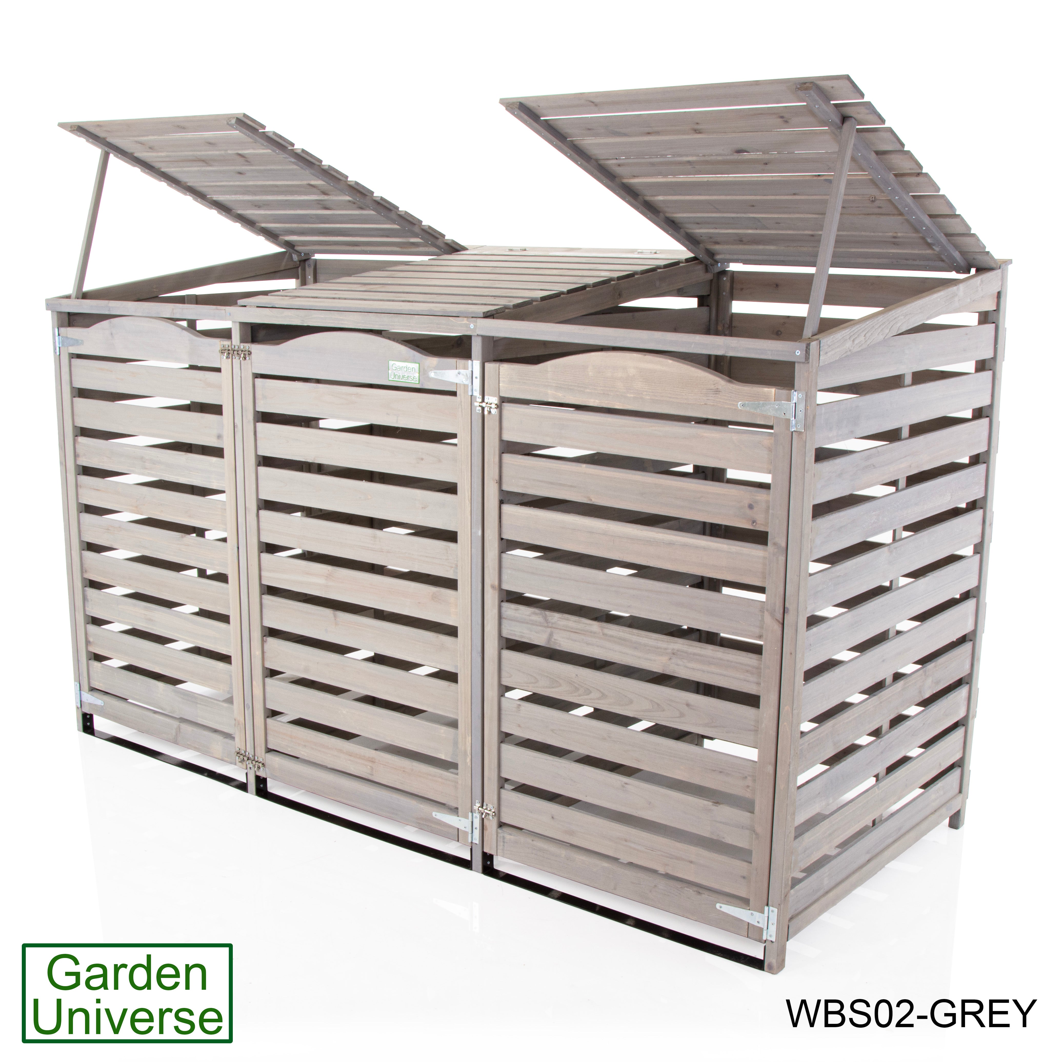 Wheelie Bin Storage Unit Triple Outdoor Storage In Grey WBS02-GREY