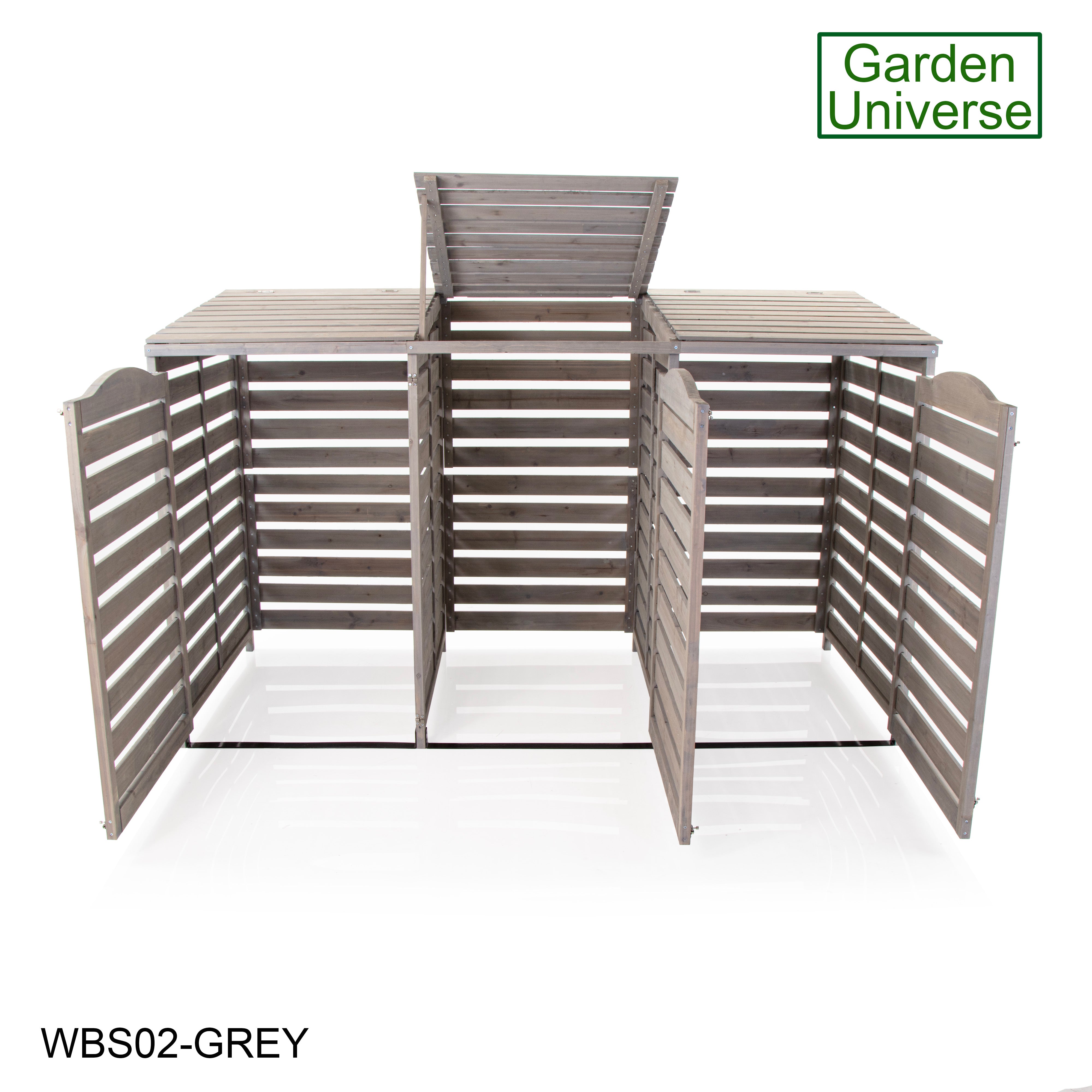 Wheelie Bin Storage Unit Triple Outdoor Storage In Grey WBS02-GREY