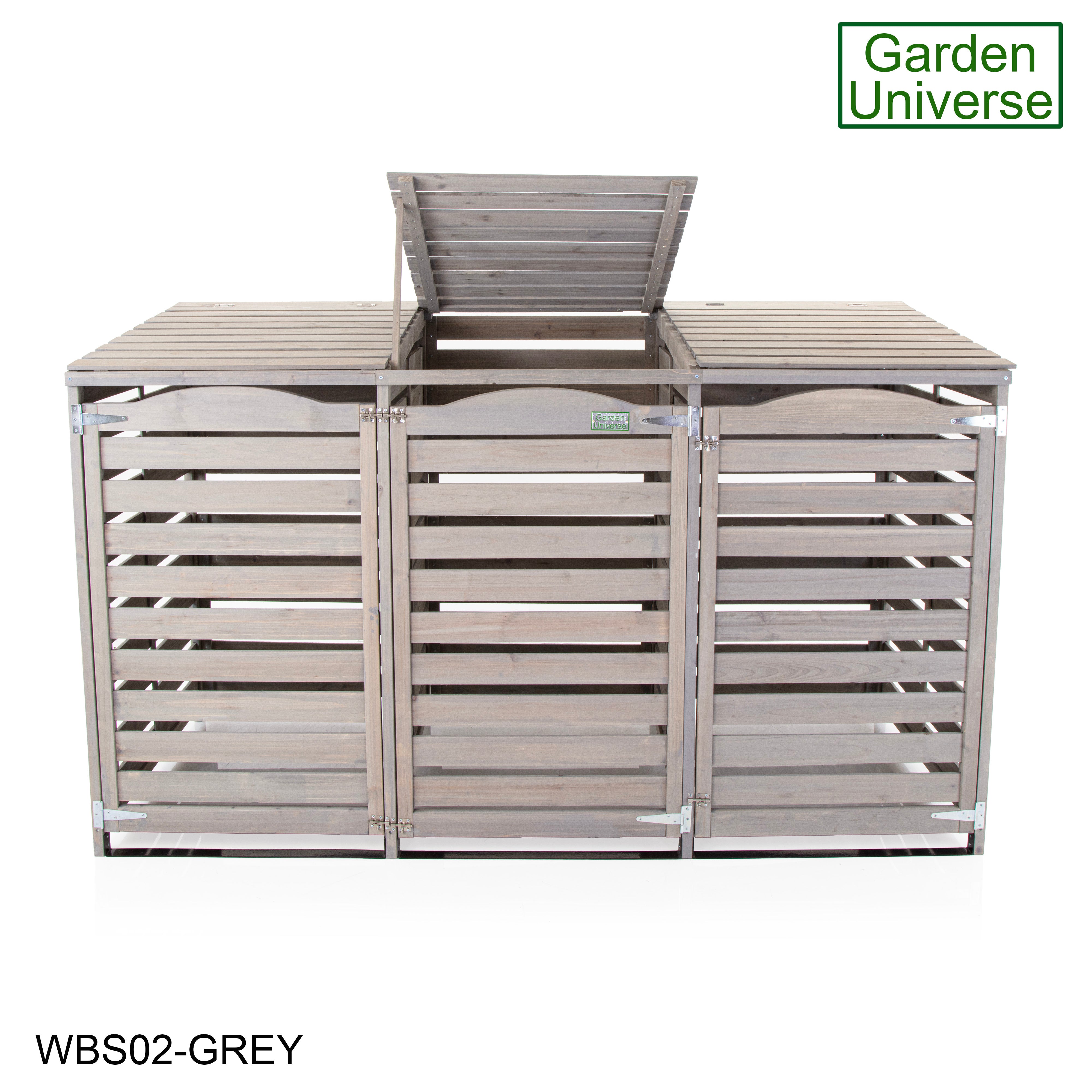 Wheelie Bin Storage Unit Triple Outdoor Storage In Grey WBS02-GREY