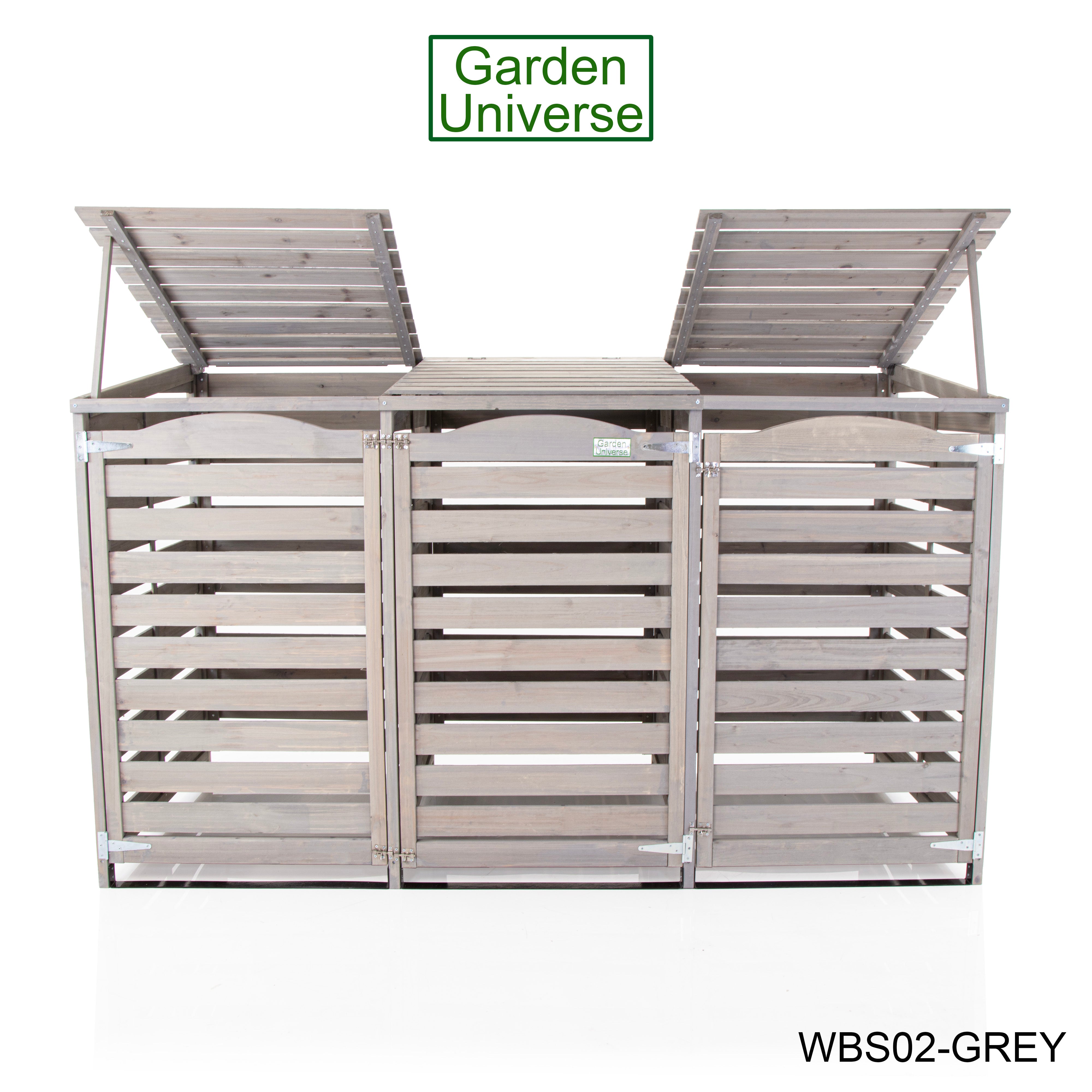 Wheelie Bin Storage Unit Triple Outdoor Storage In Grey WBS02-GREY