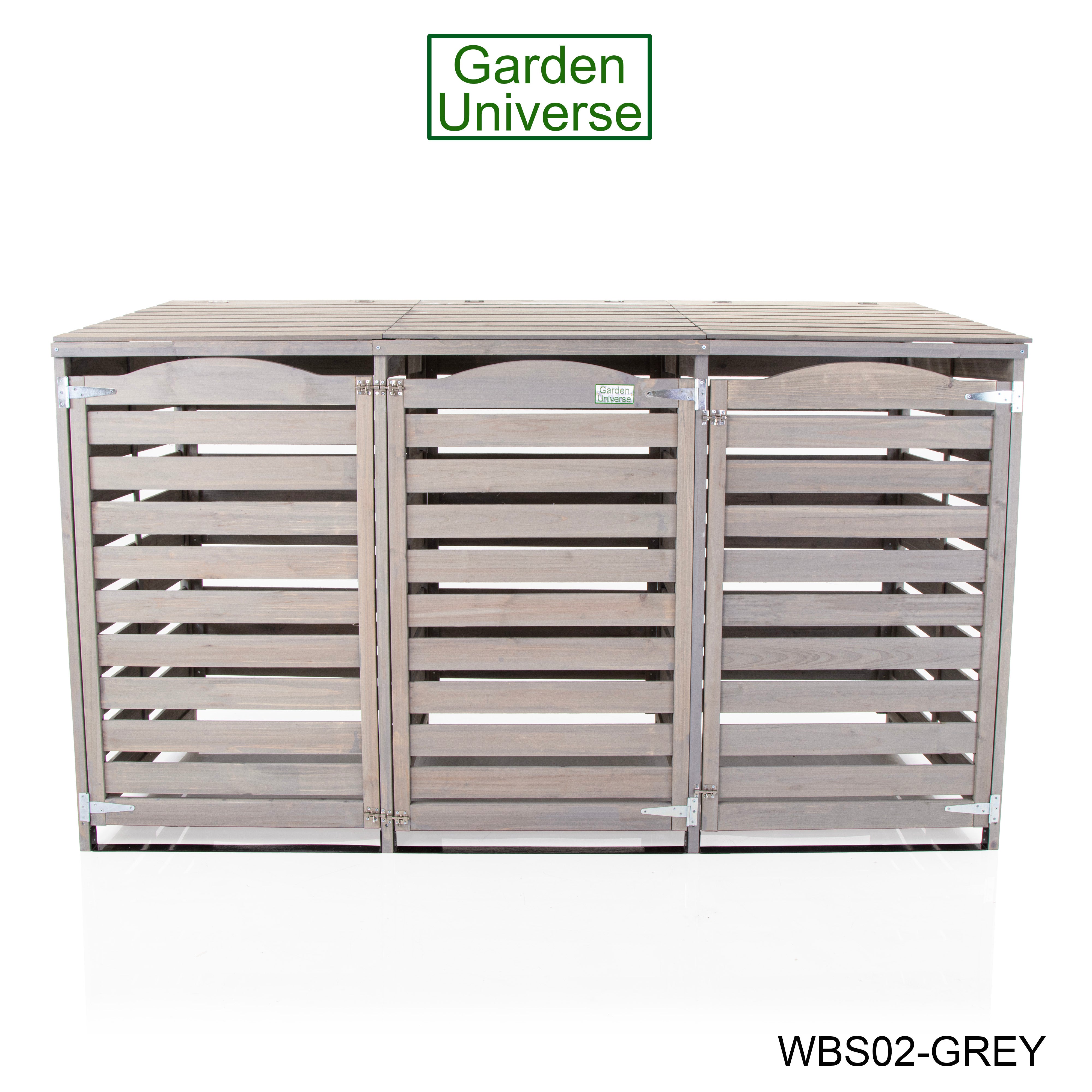 Wheelie Bin Storage Unit Triple Outdoor Storage In Grey WBS02-GREY