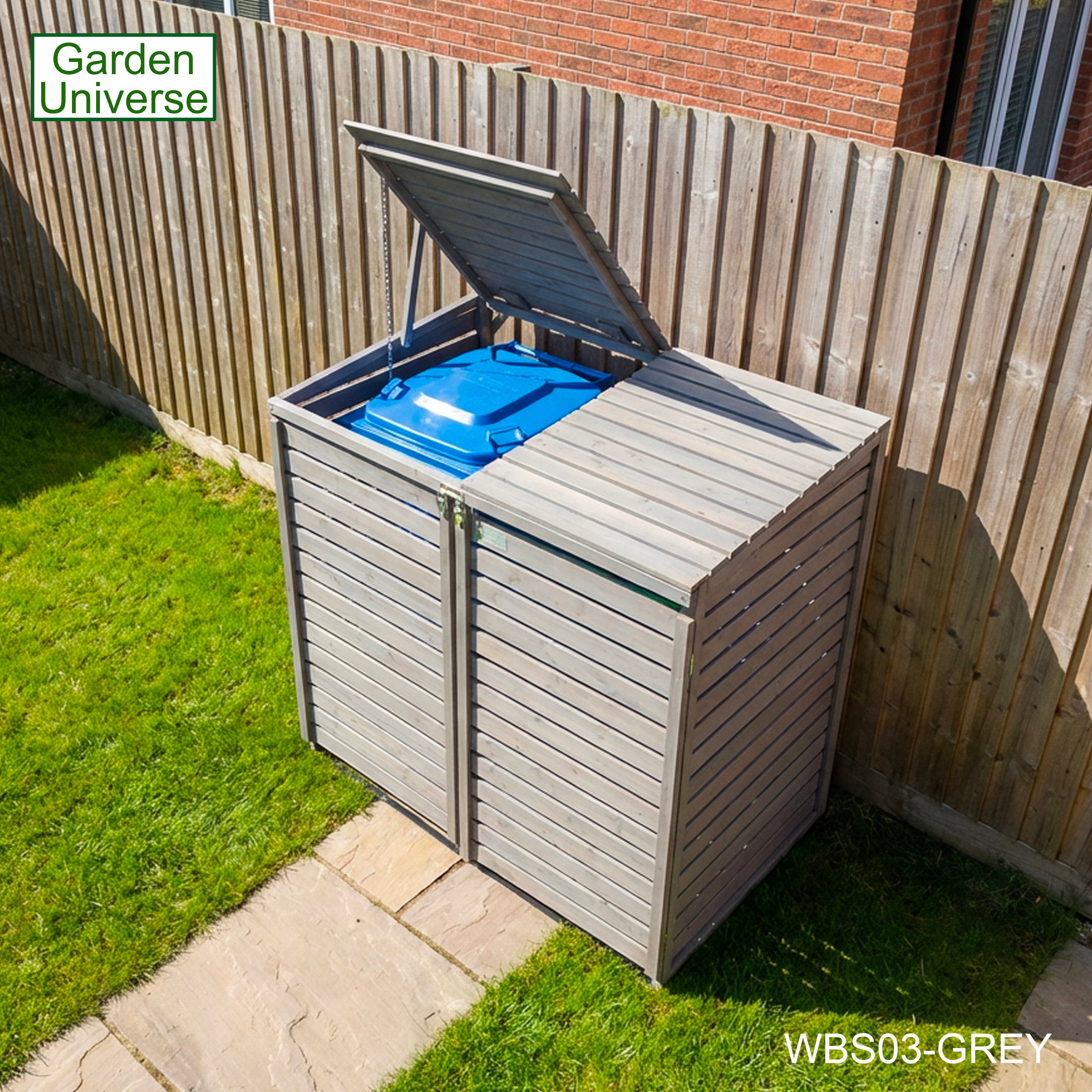 Wheelie Bin Storage Unit Double Outdoor Storage In Grey 2 x 240 L Bin Store Garden Store WBS03-GREY
