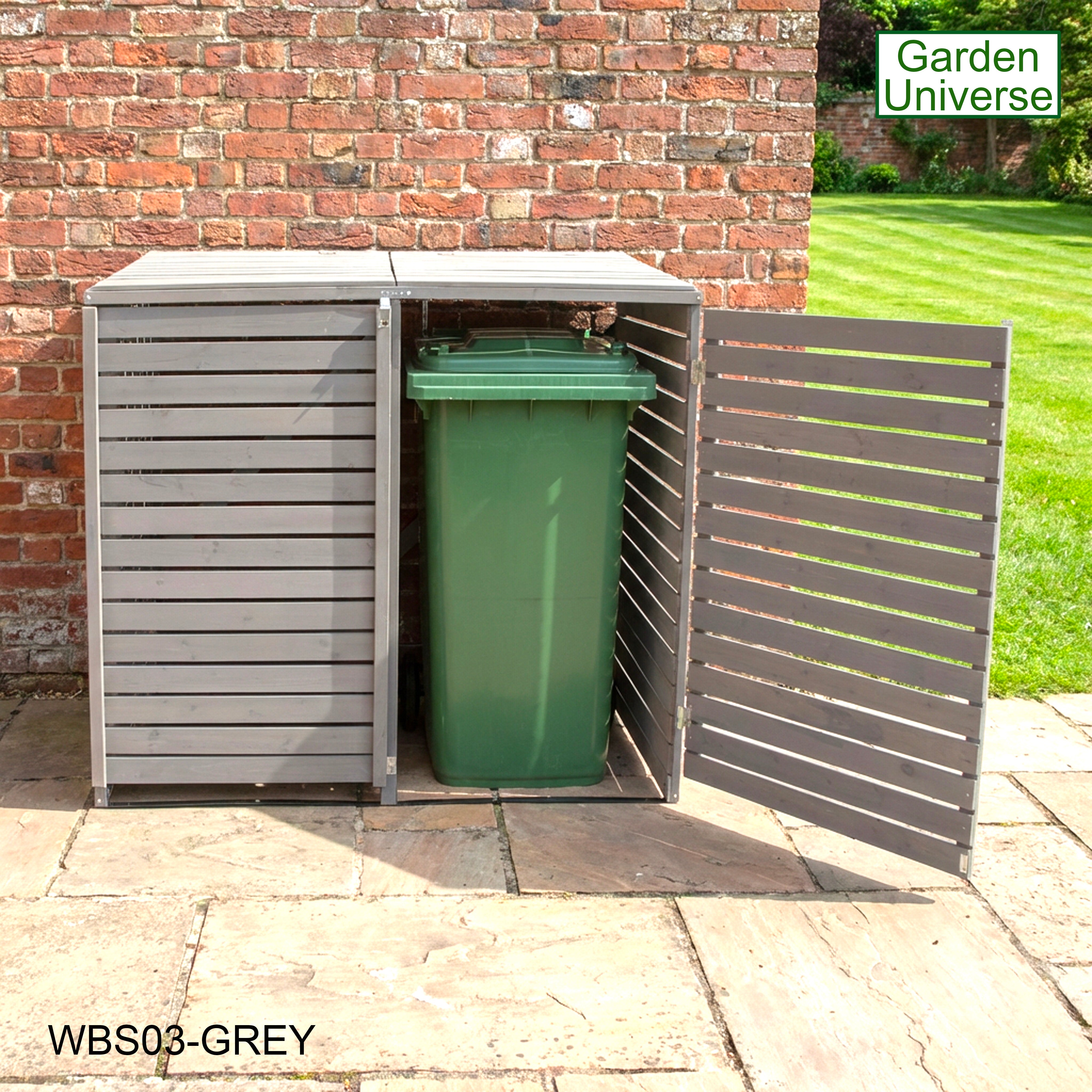 Wheelie Bin Storage Unit Double Outdoor Storage In Grey 2 x 240 L Bin Store Garden Store WBS03-GREY