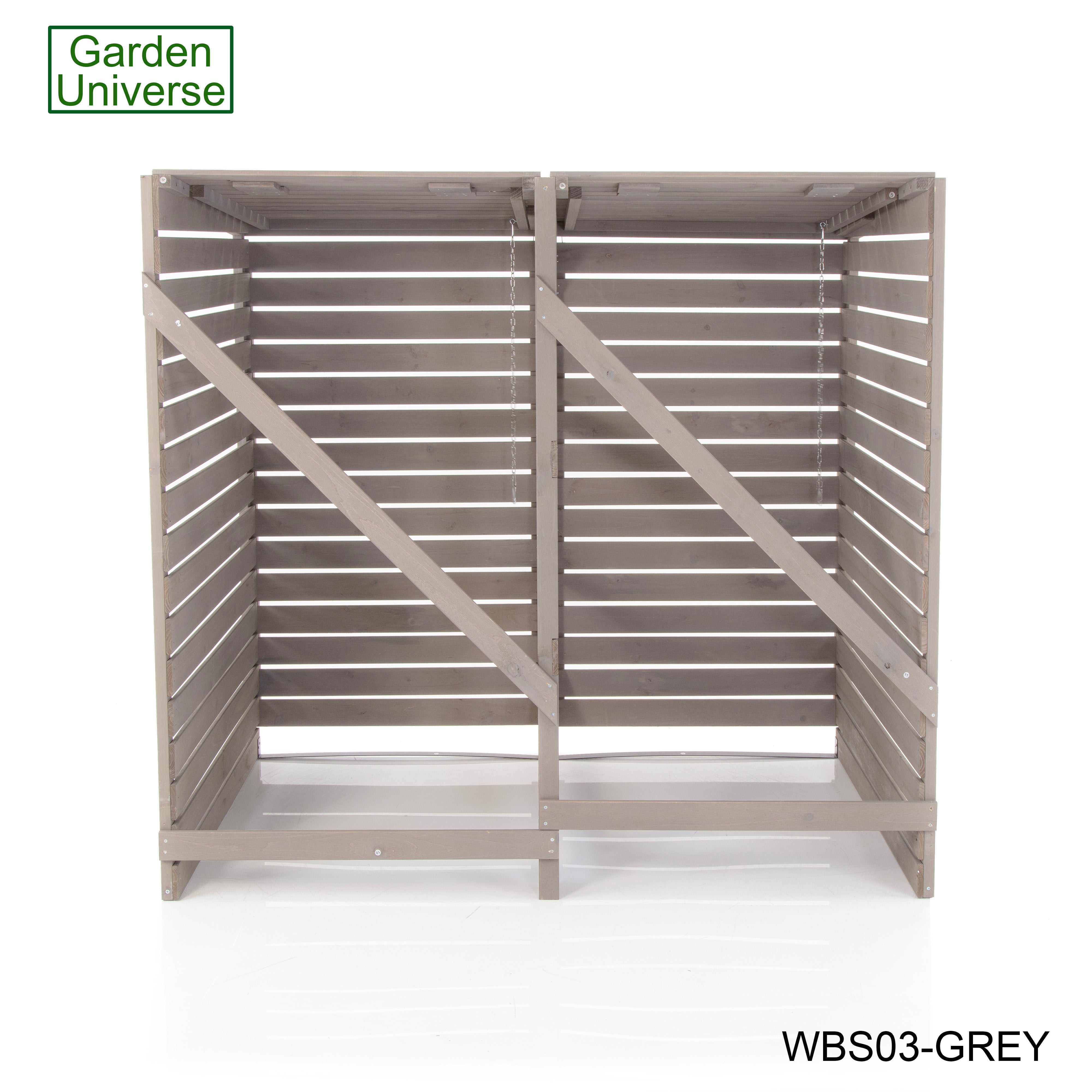 Wheelie Bin Storage Unit Double Outdoor Storage In Grey 2 x 240 L Bin Store Garden Store WBS03-GREY