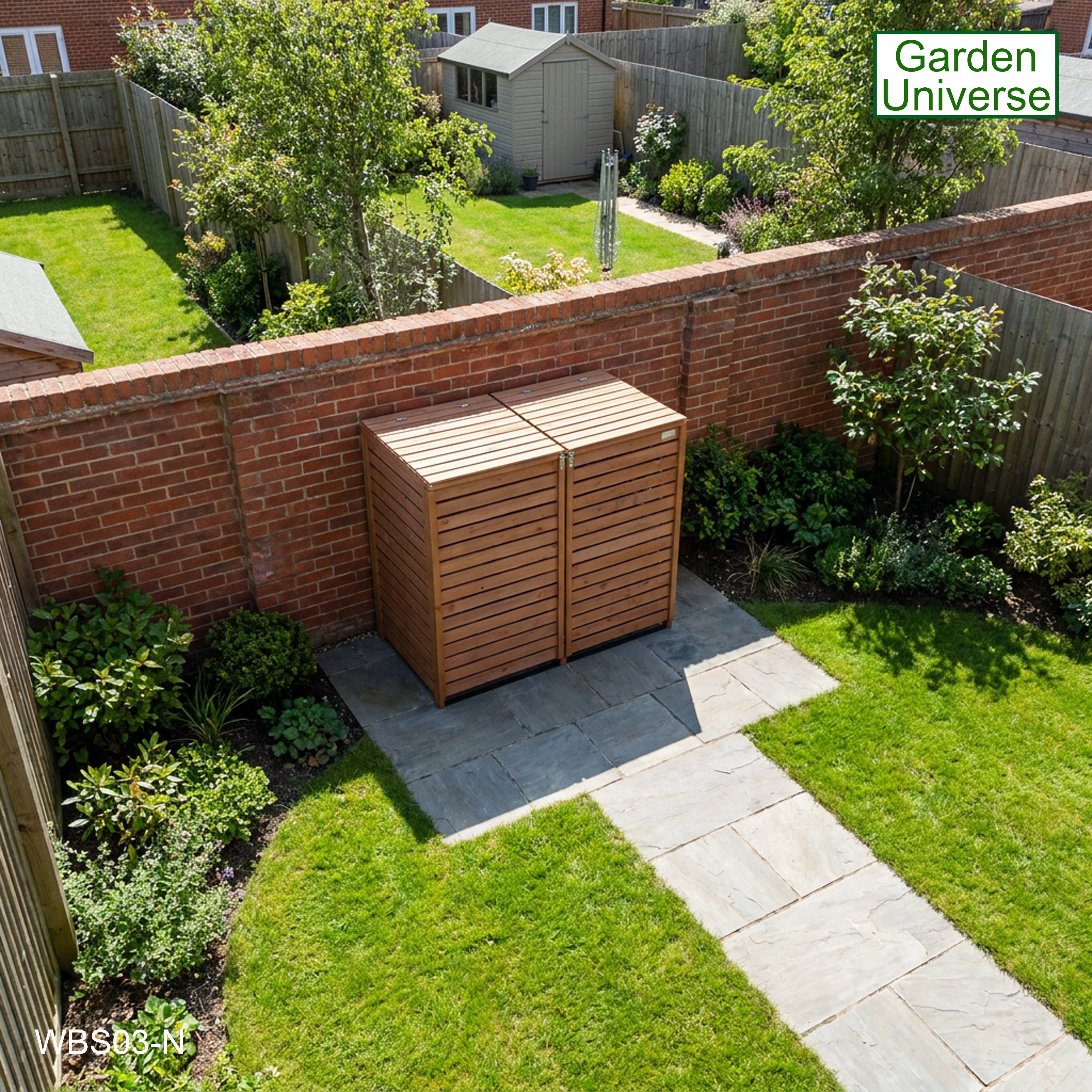 Wheelie Bin Storage Unit Double Outdoor Storage In Brown 2 x 240 L Bin Store Garden Store WBS03-N