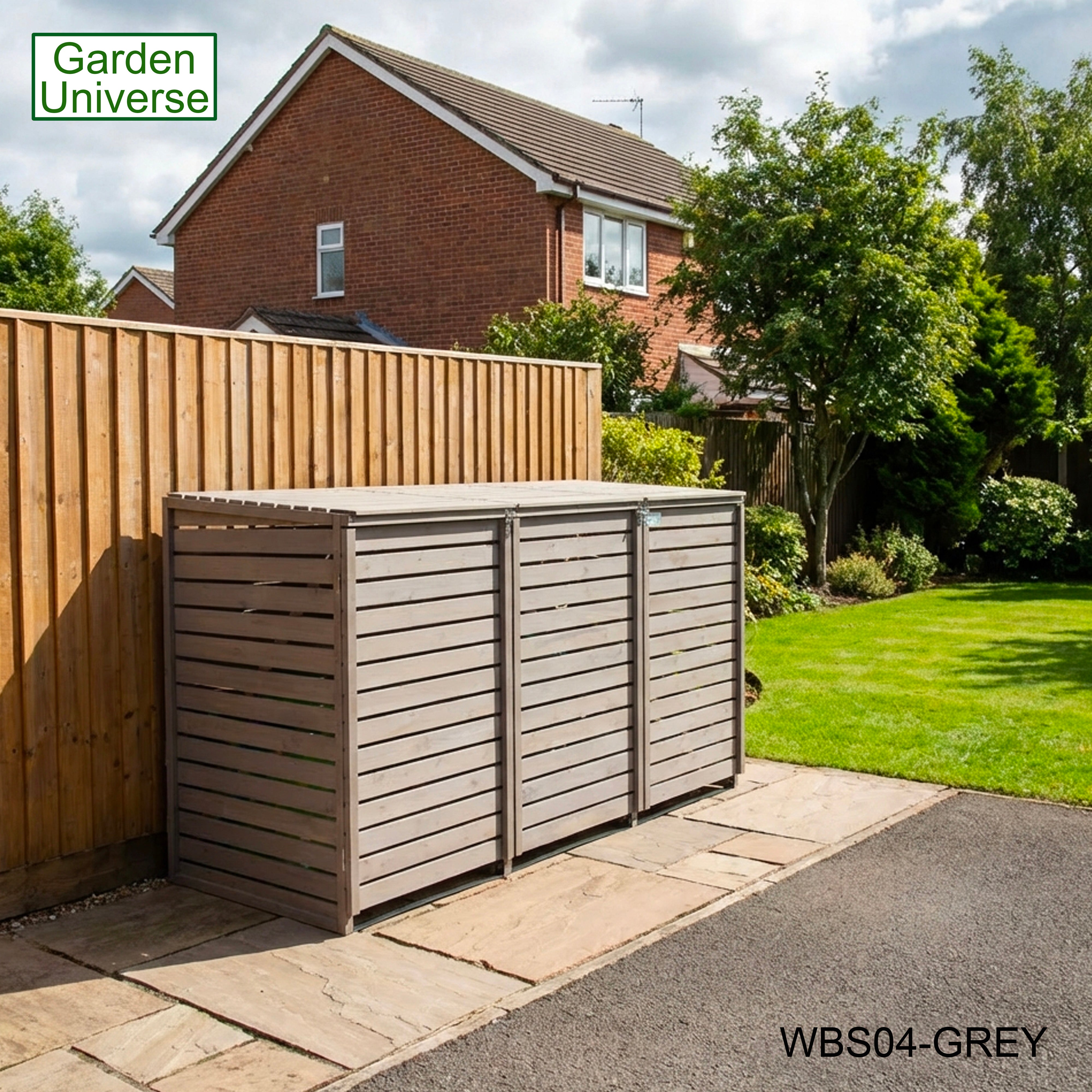Wheelie Bin Storage Unit Triple Outdoor Storage In Grey 3 x 240 L Bin Store Garden Store WBS04-GREY