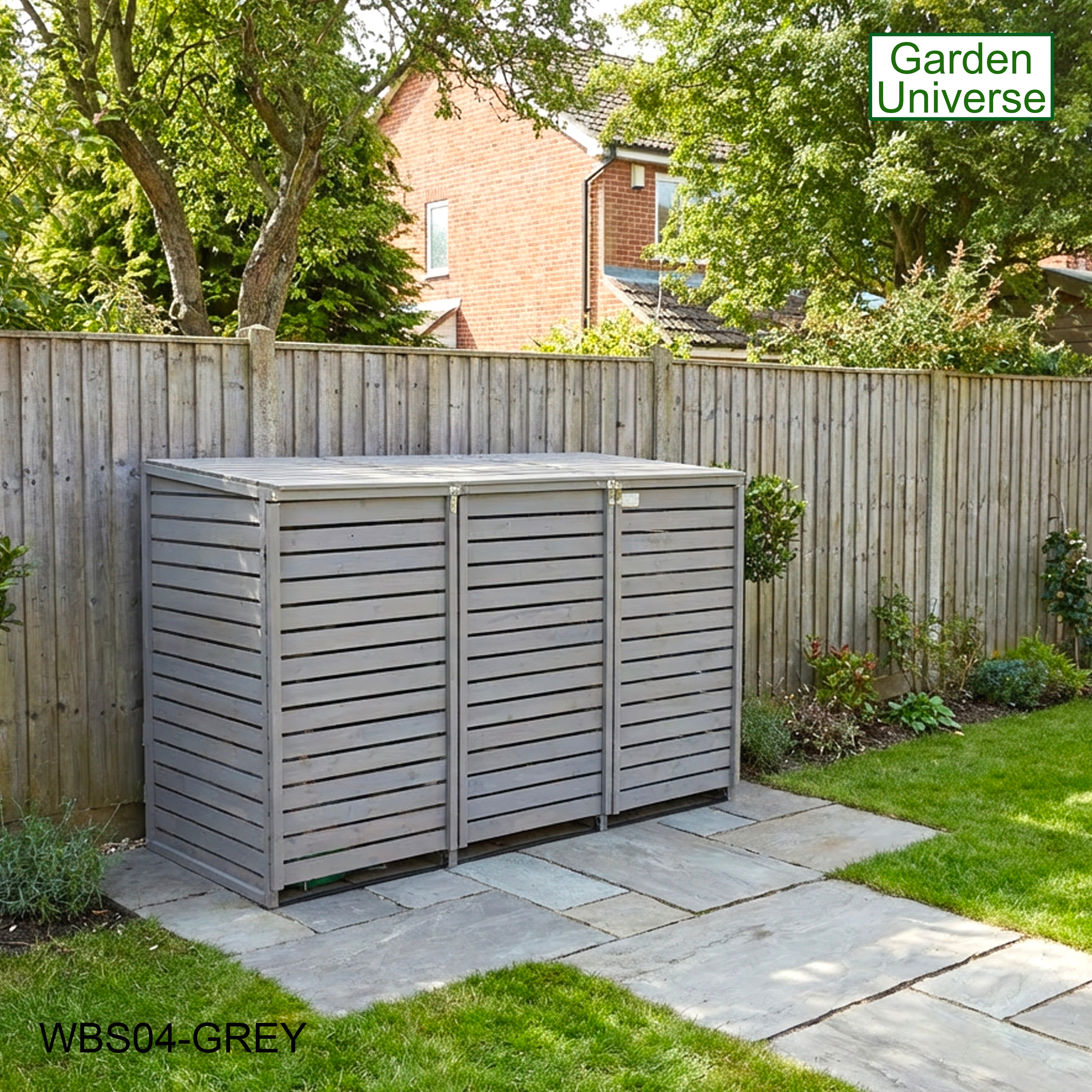 Wheelie Bin Storage Unit Triple Outdoor Storage In Grey 3 x 240 L Bin Store Garden Store WBS04-GREY