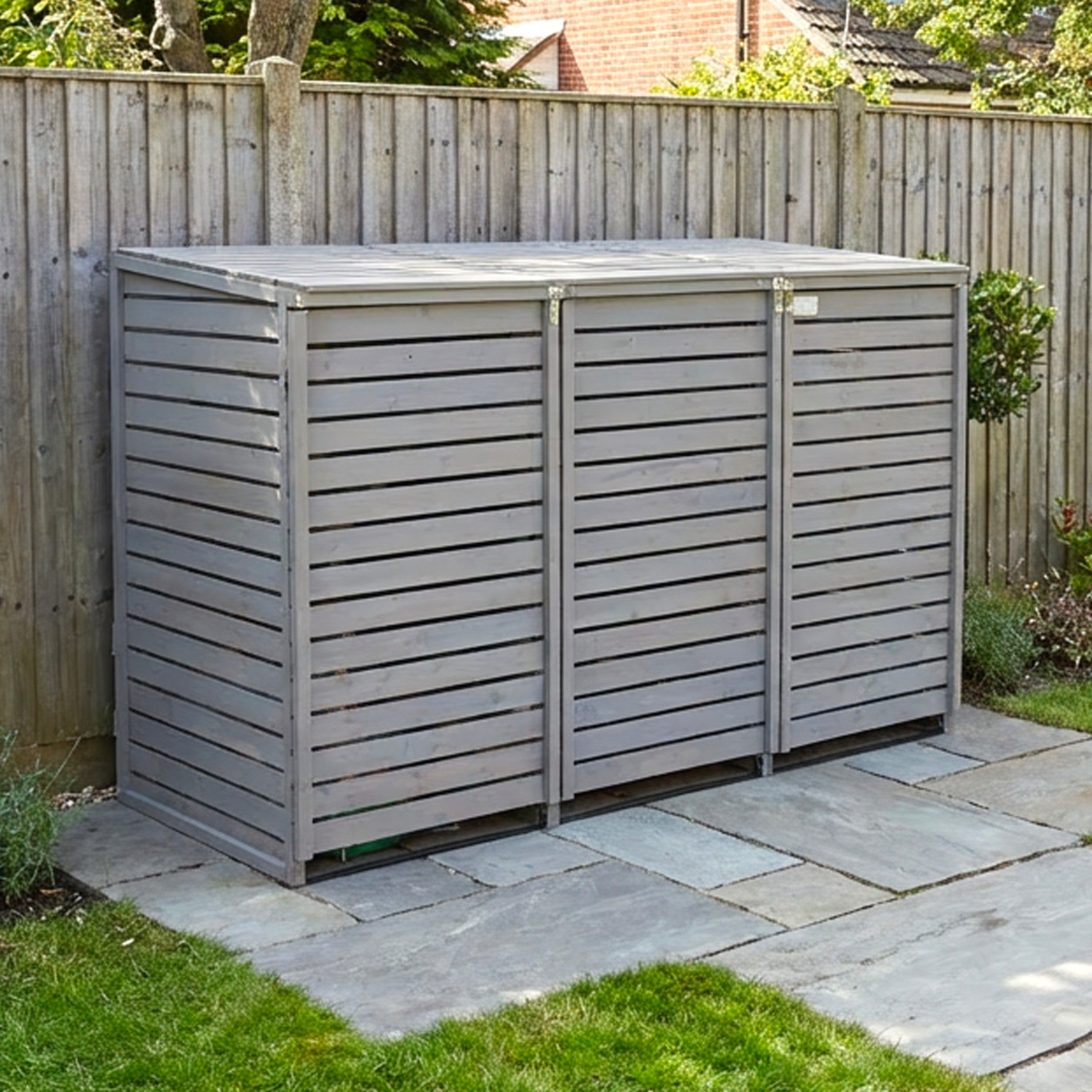 Wheelie Bin Storage Unit Triple Outdoor Storage In Grey 3 x 240 L Bin Store Garden Store WBS04-GREY