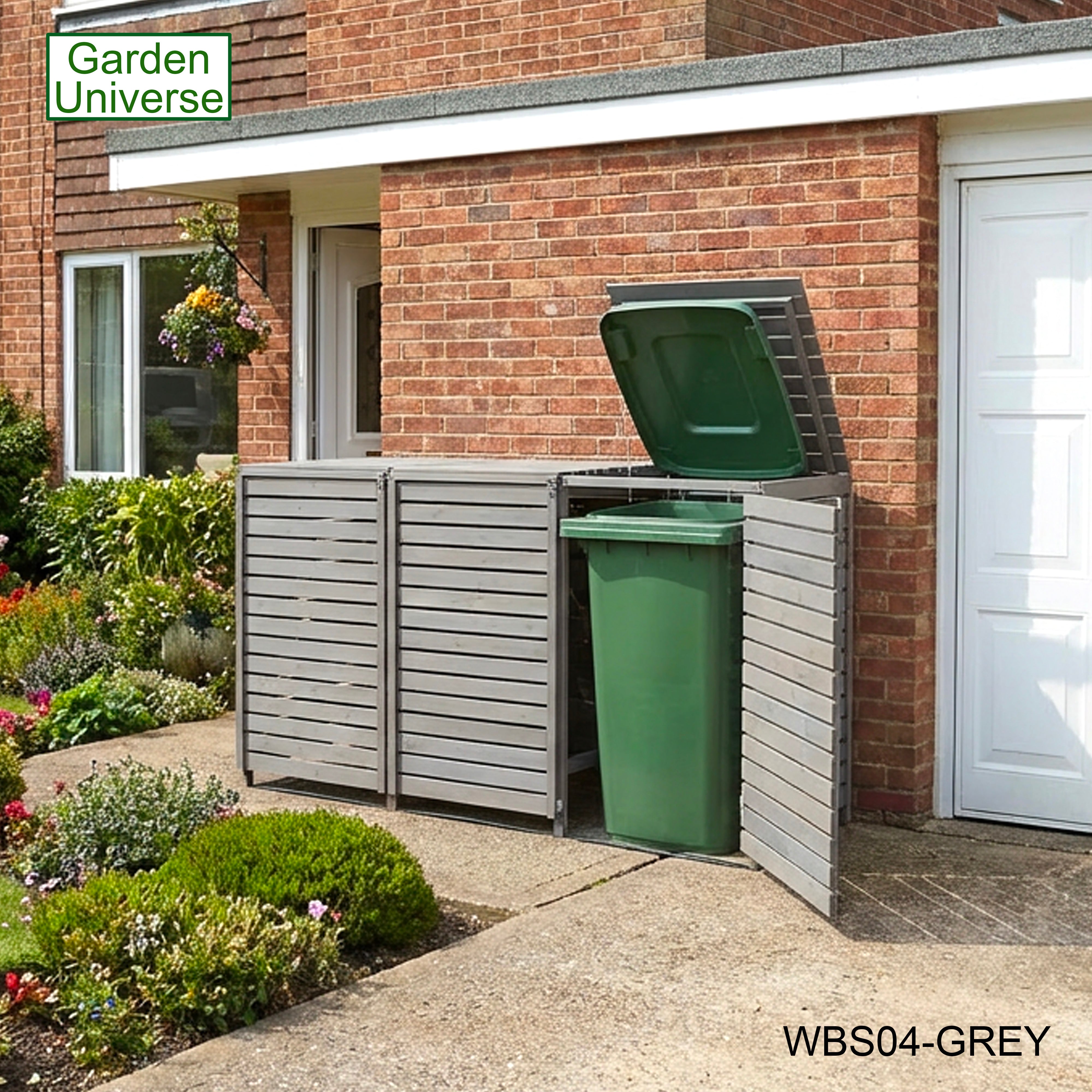Wheelie Bin Storage Unit Triple Outdoor Storage In Grey 3 x 240 L Bin Store Garden Store WBS04-GREY