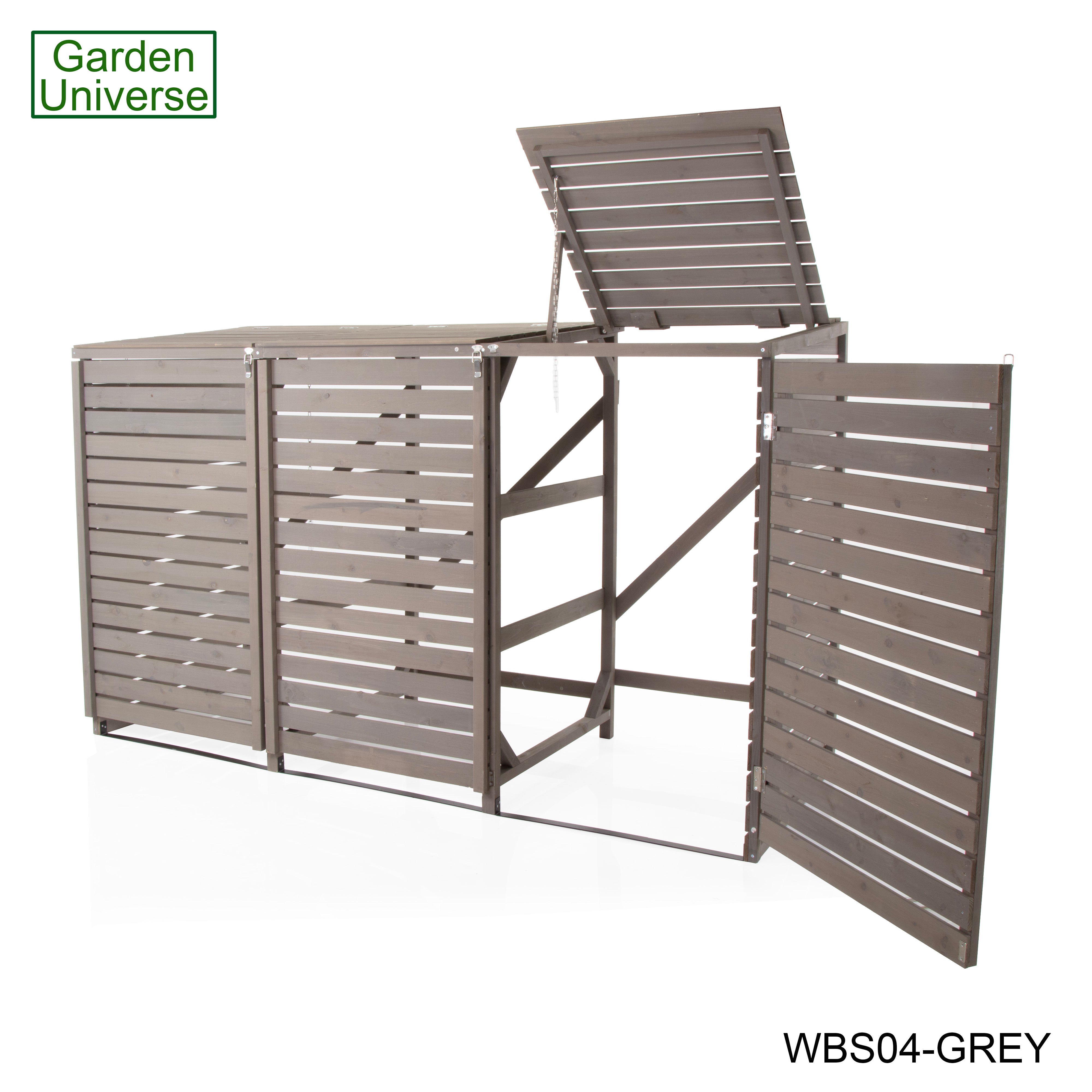 Wheelie Bin Storage Unit Triple Outdoor Storage In Grey 3 x 240 L Bin Store Garden Store WBS04-GREY