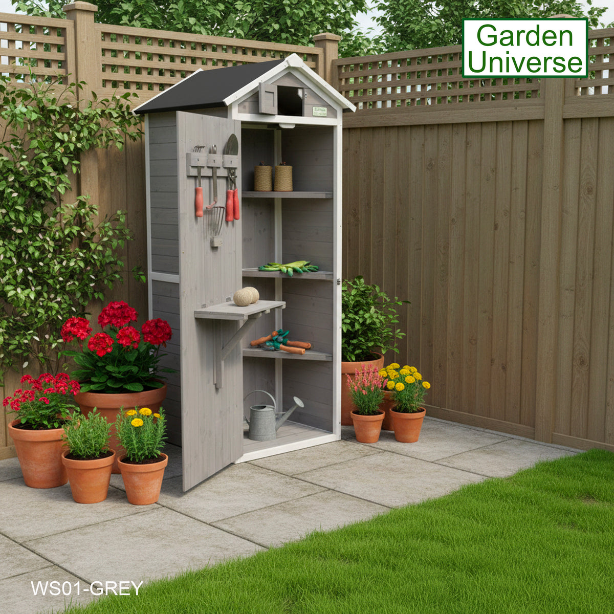 Tool Shed Storage Unit Outdoor Storage In Grey WS01-GREY