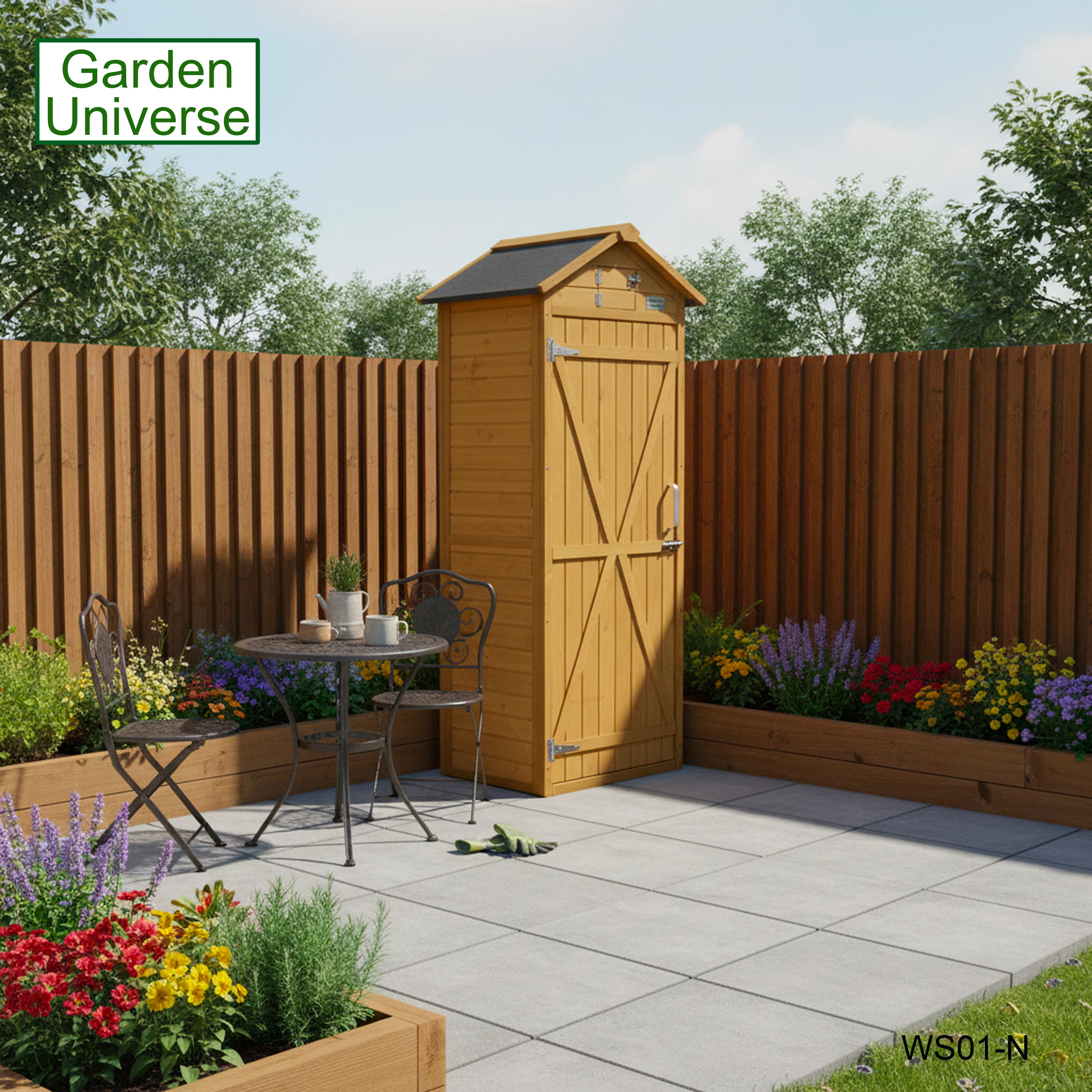 Garden Universe Tool Shed Storage Unit Outdoor Garden Storage In Brown WS01-N
