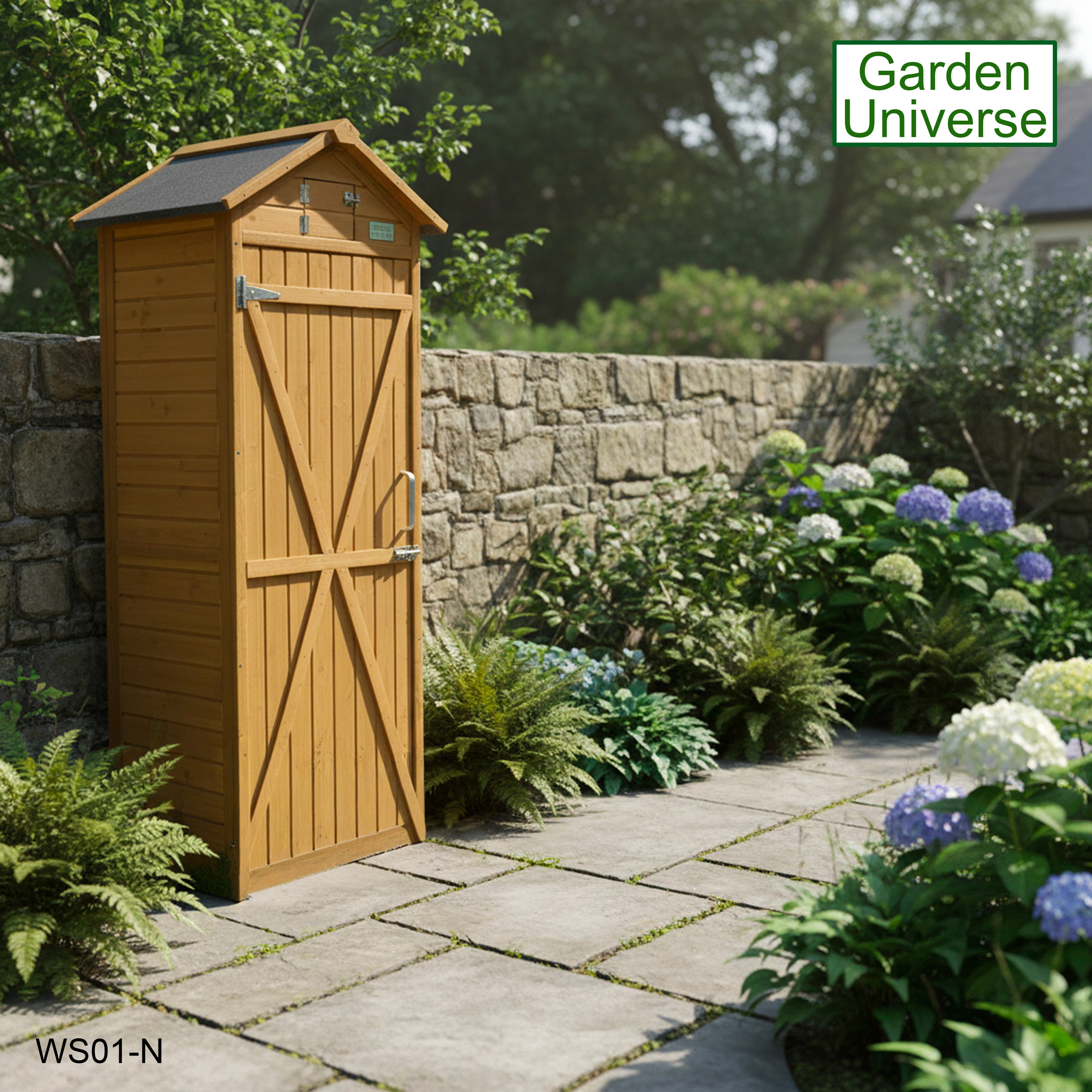 Garden Universe Tool Shed Storage Unit Outdoor Garden Storage In Brown WS01-N