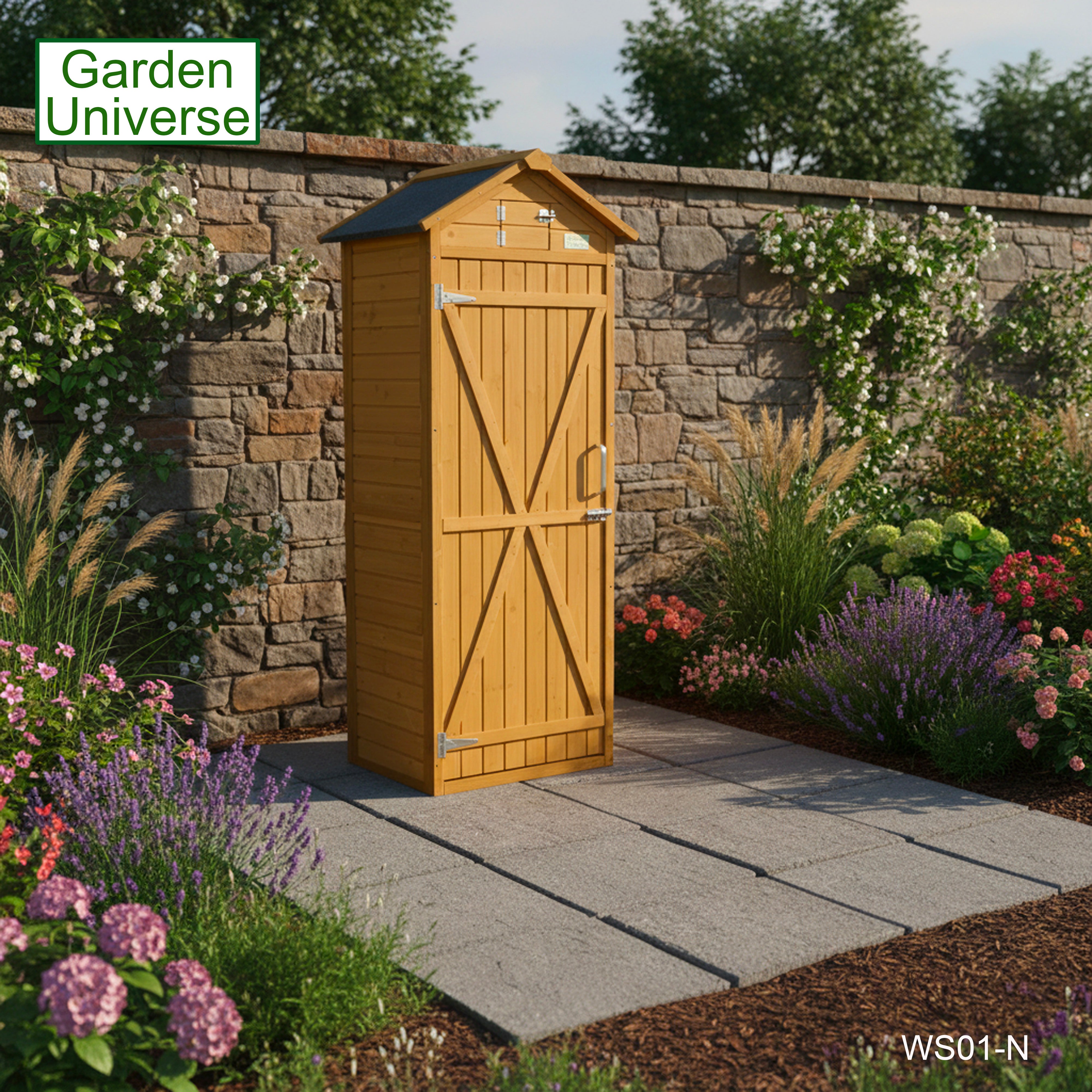 Garden Universe Tool Shed Storage Unit Outdoor Garden Storage In Brown WS01-N