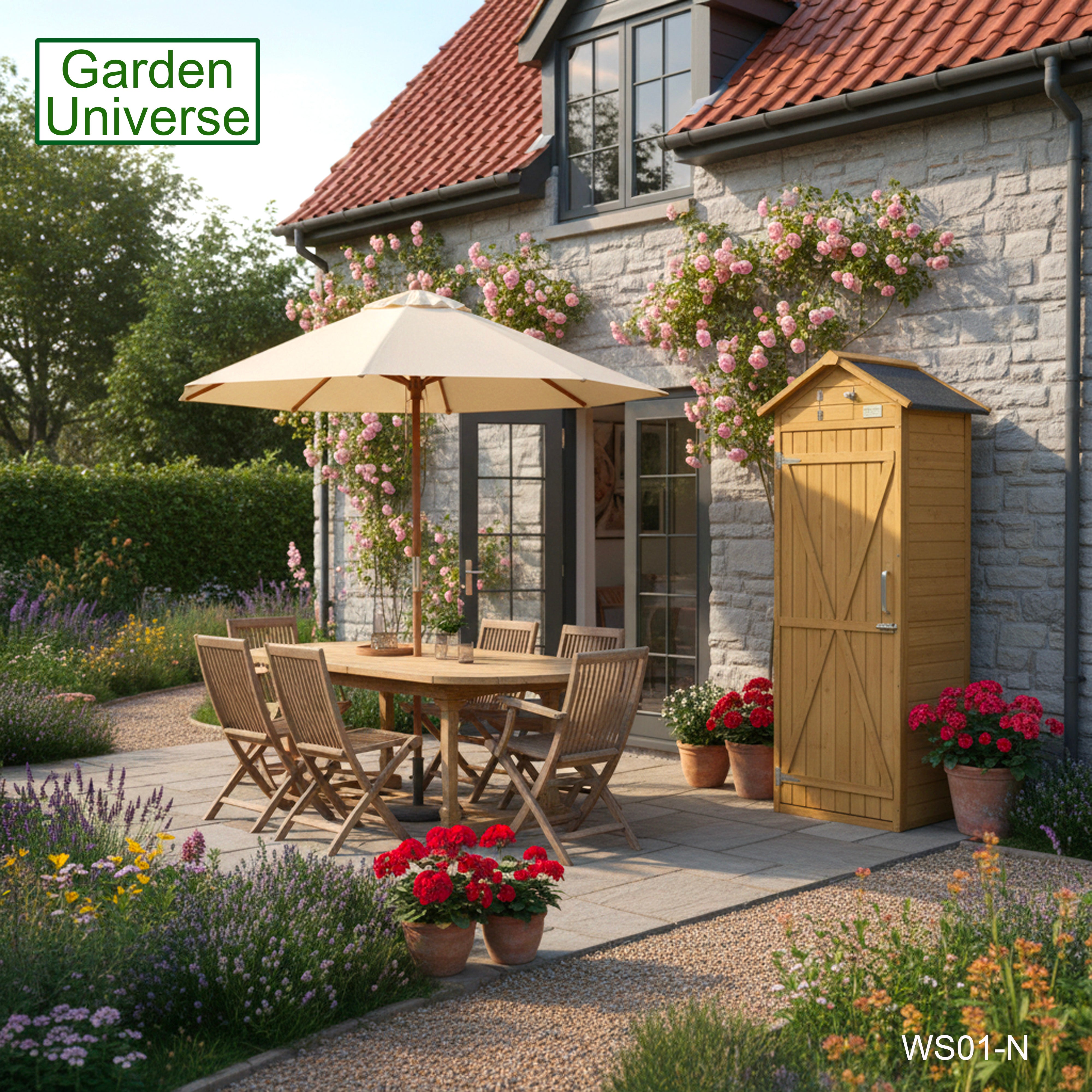 Garden Universe Tool Shed Storage Unit Outdoor Garden Storage In Brown WS01-N