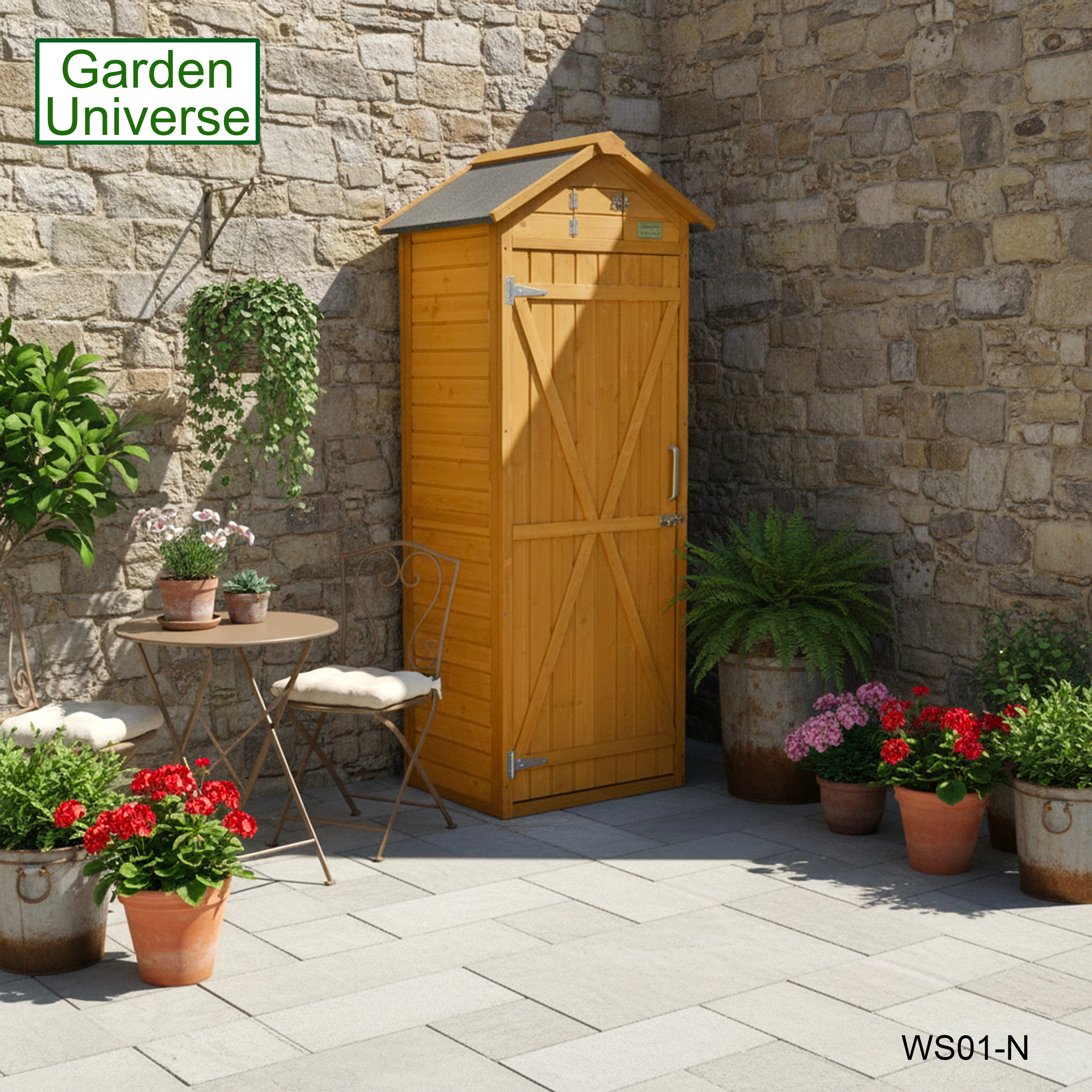 Garden Universe Tool Shed Storage Unit Outdoor Garden Storage In Brown WS01-N