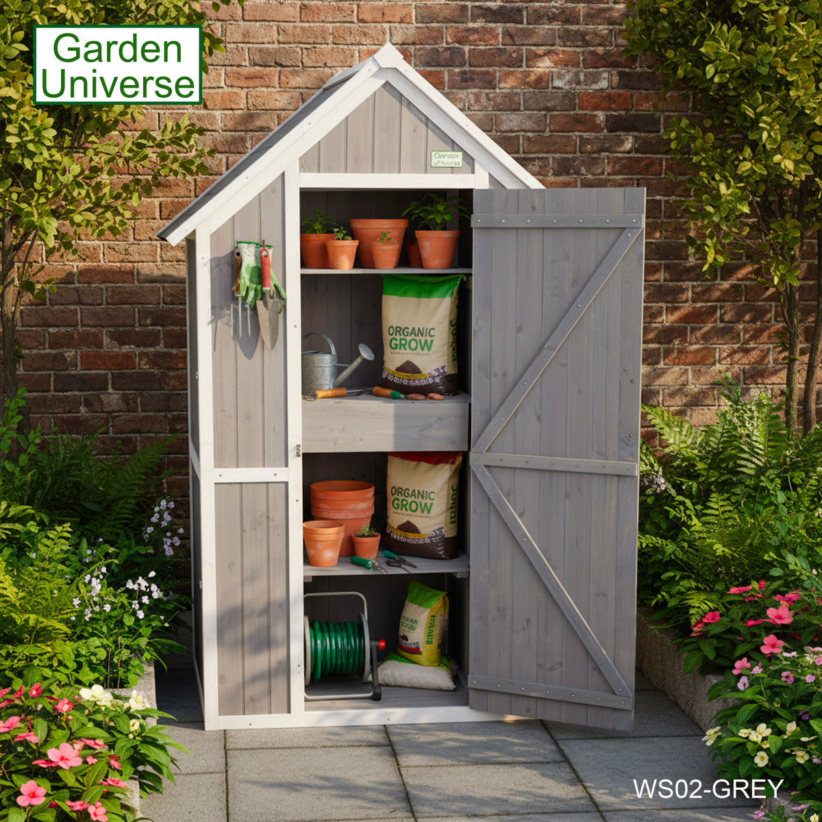 Tool Shed Storage Unit Outdoor Storage In Grey WS02-GREY