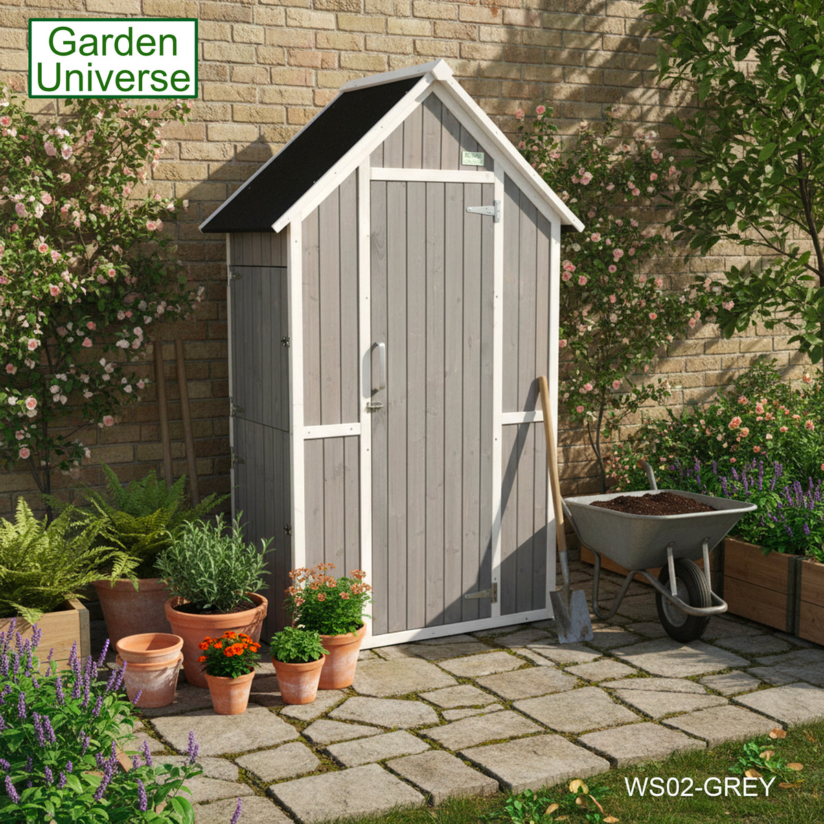 Tool Shed Storage Unit Outdoor Storage In Grey WS02-GREY