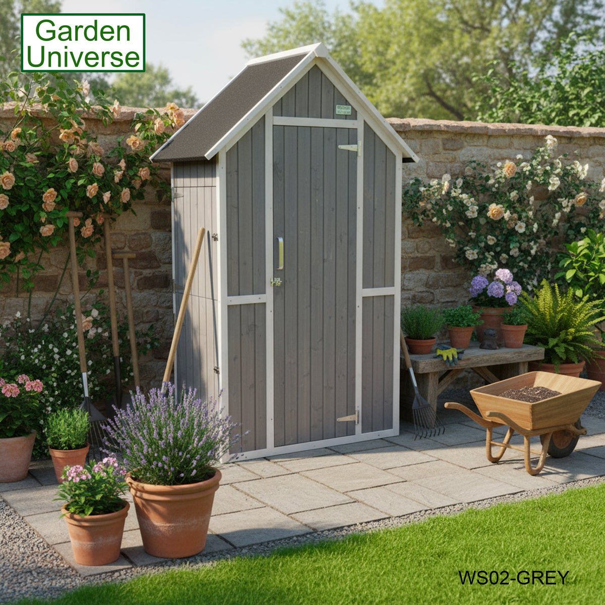Tool Shed Storage Unit Outdoor Storage In Grey WS02-GREY