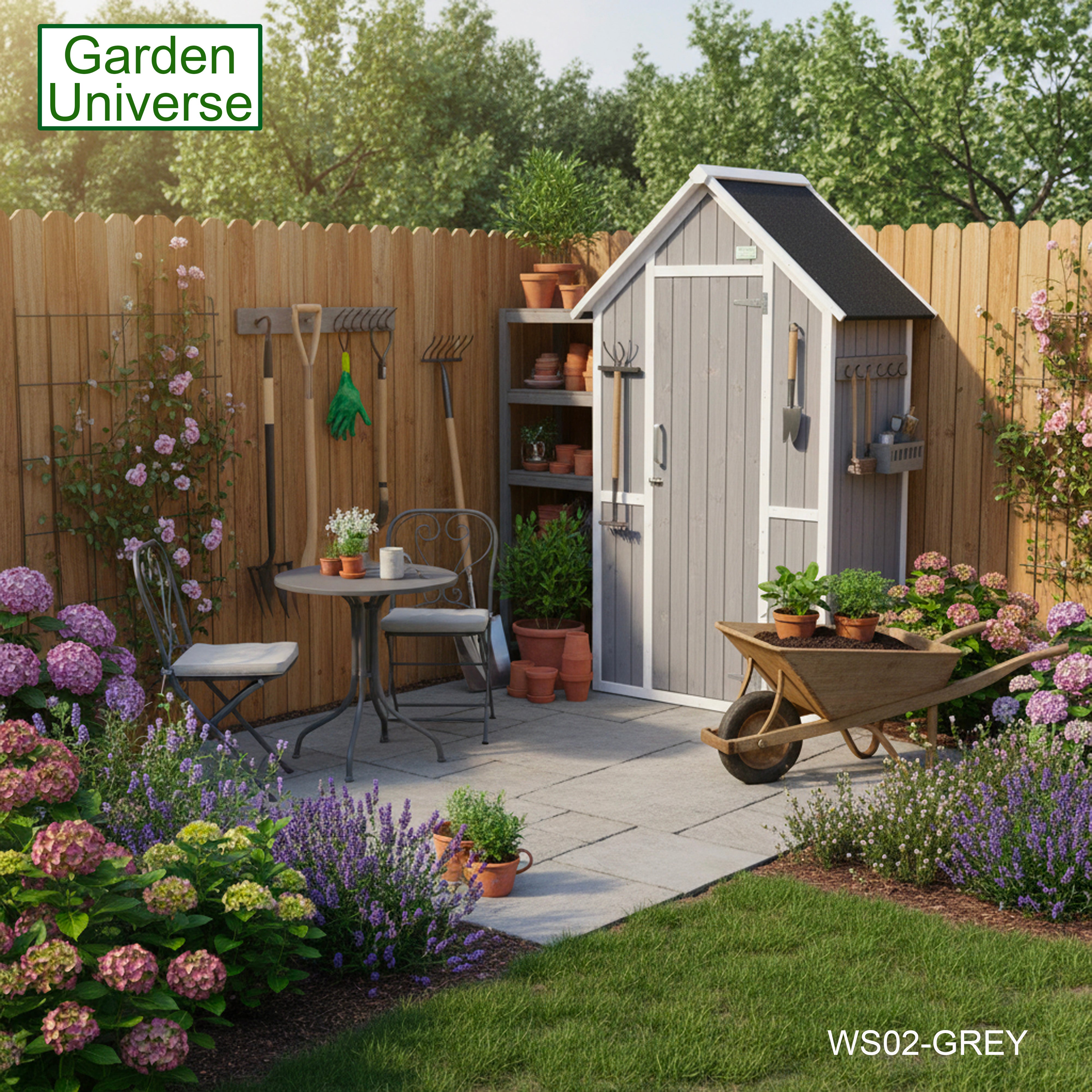 Tool Shed Storage Unit Outdoor Storage In Grey WS02-GREY