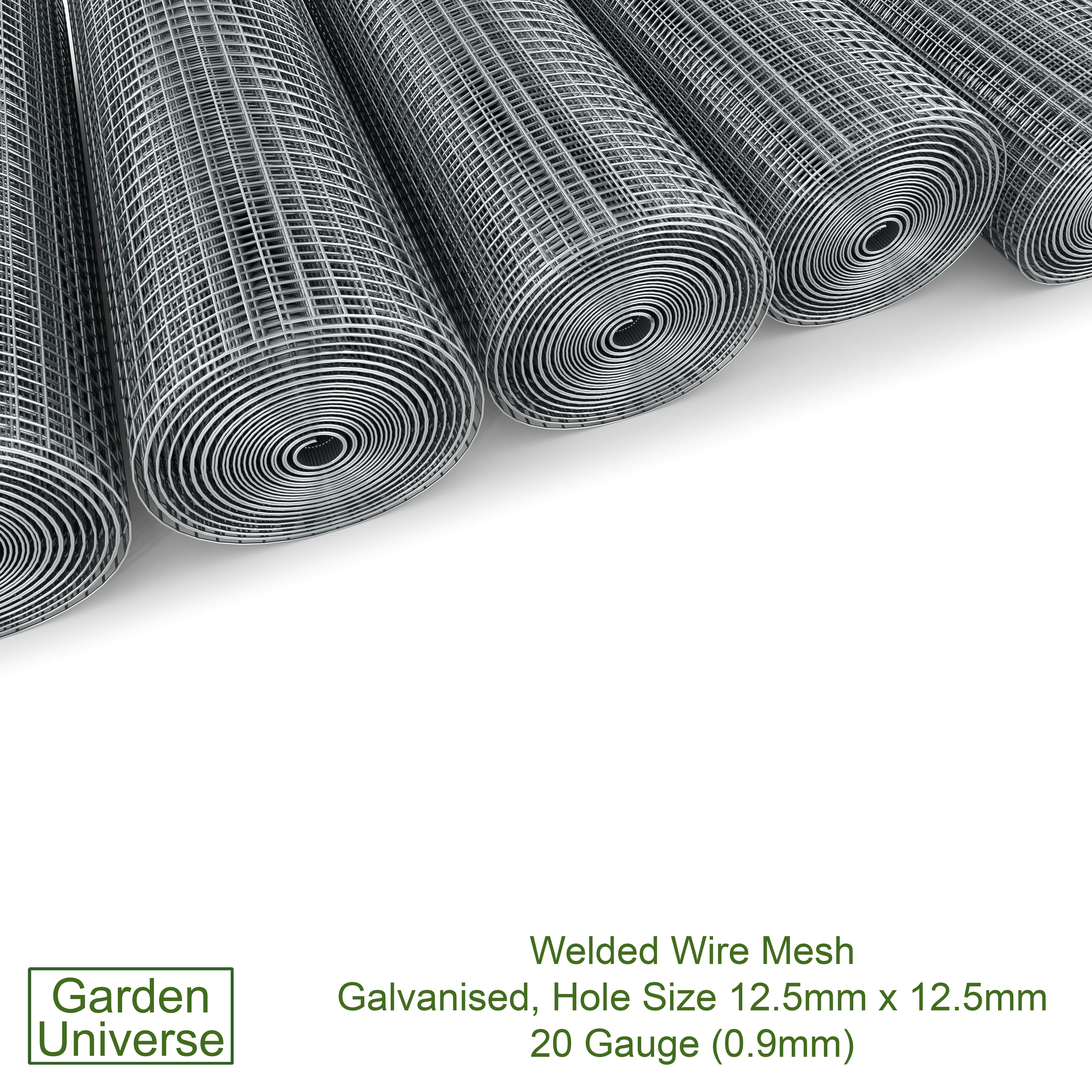 Welded Wire Mesh Galvanised Garden Universe Hole Size 12.5mm x 12.5mm (1/2"x 1/2") H 90cm x L 15m Garden Fence W01-8