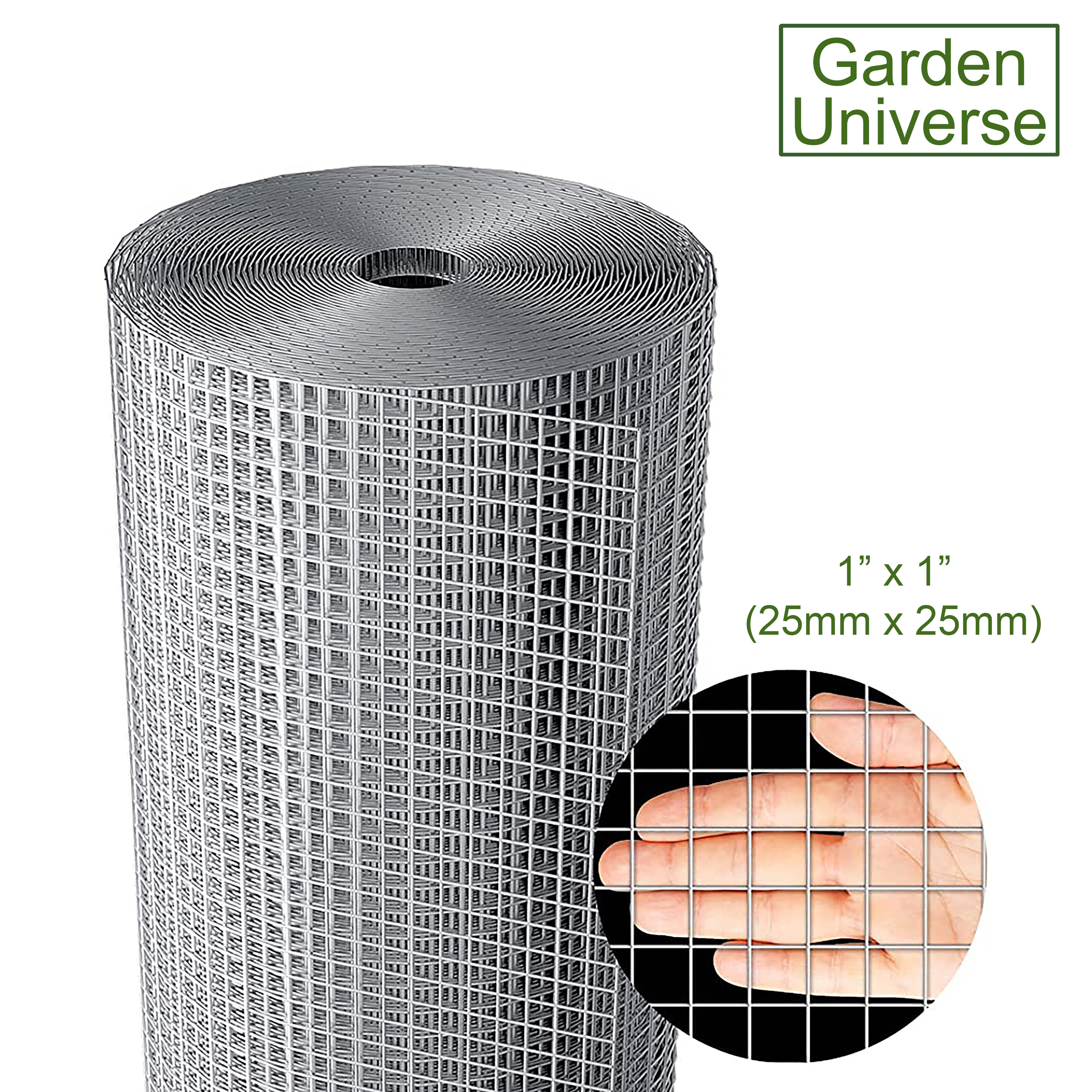 Welded Wire Mesh Galvanised Garden Universe Hole Size 25mm x 25mm (1"x1") H 120cm x L 15m Garden Fence W01-5