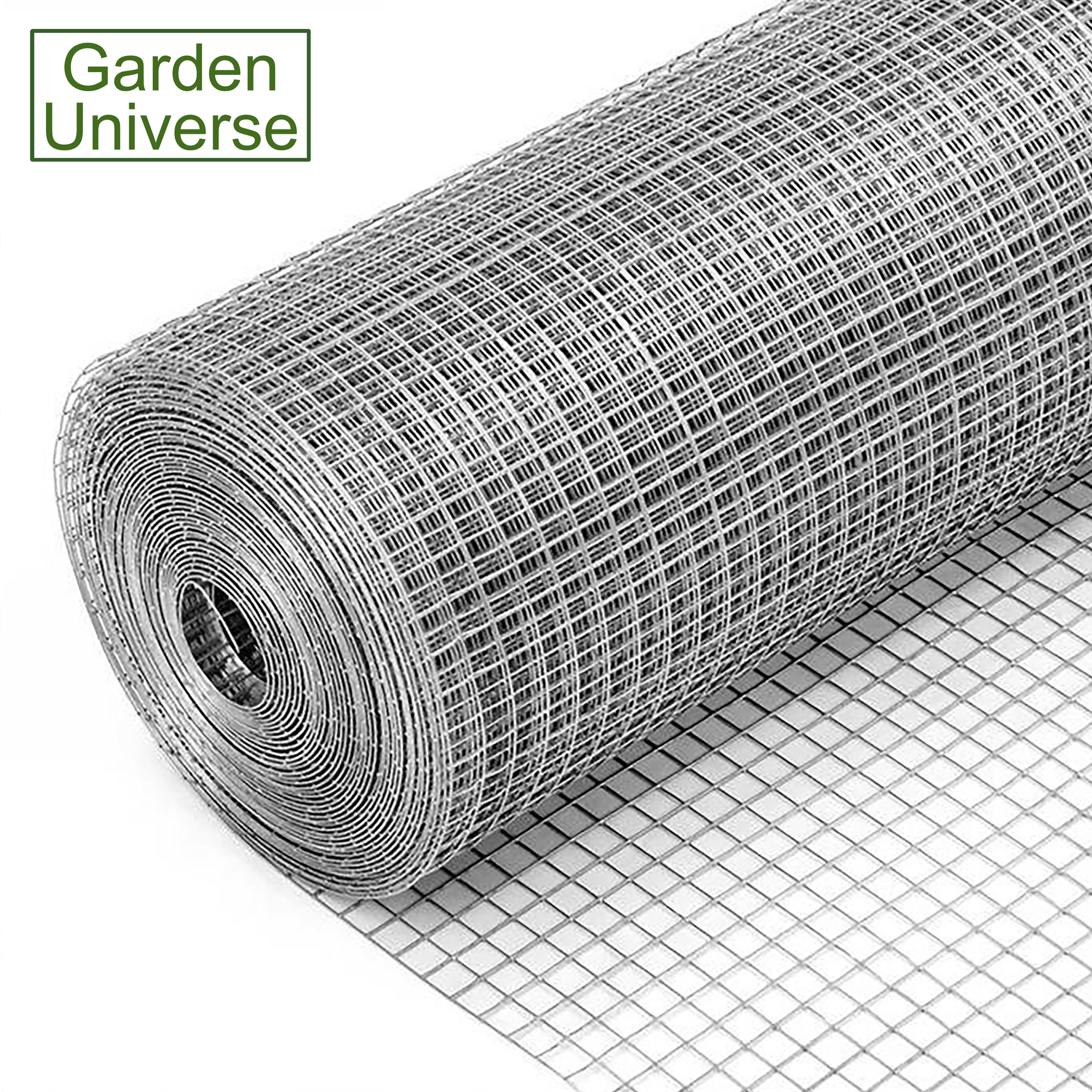 Welded Wire Mesh Galvanised Garden Universe Hole Size 12.5mm x 12.5mm (1/2"x1/2") H 120cm x L 15m Garden Fence W01-9