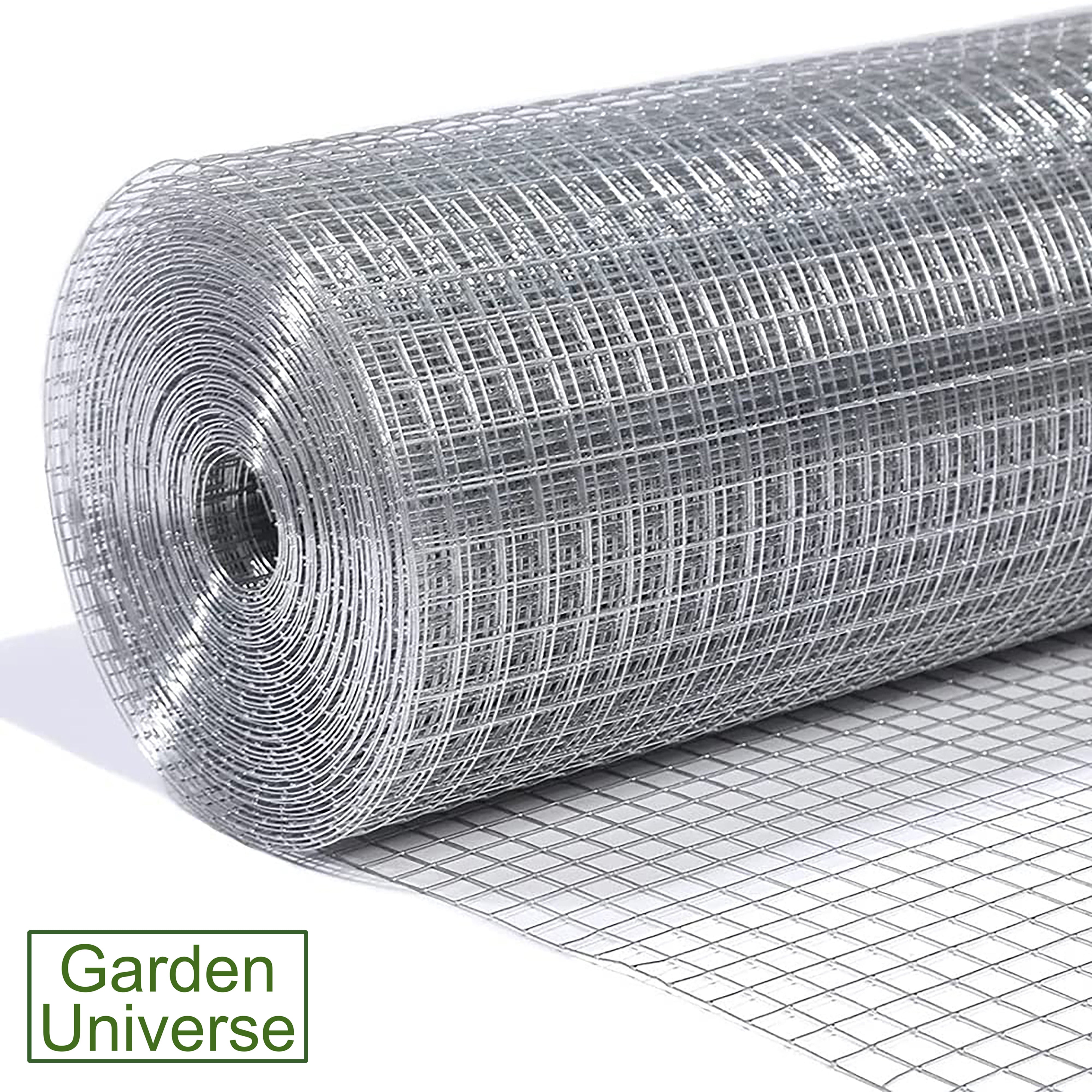 Welded Wire Mesh Galvanised Garden Universe Hole Size 12.5mm x 12.5mm (1/2"x1/2") H 120cm x L 15m Garden Fence W01-9