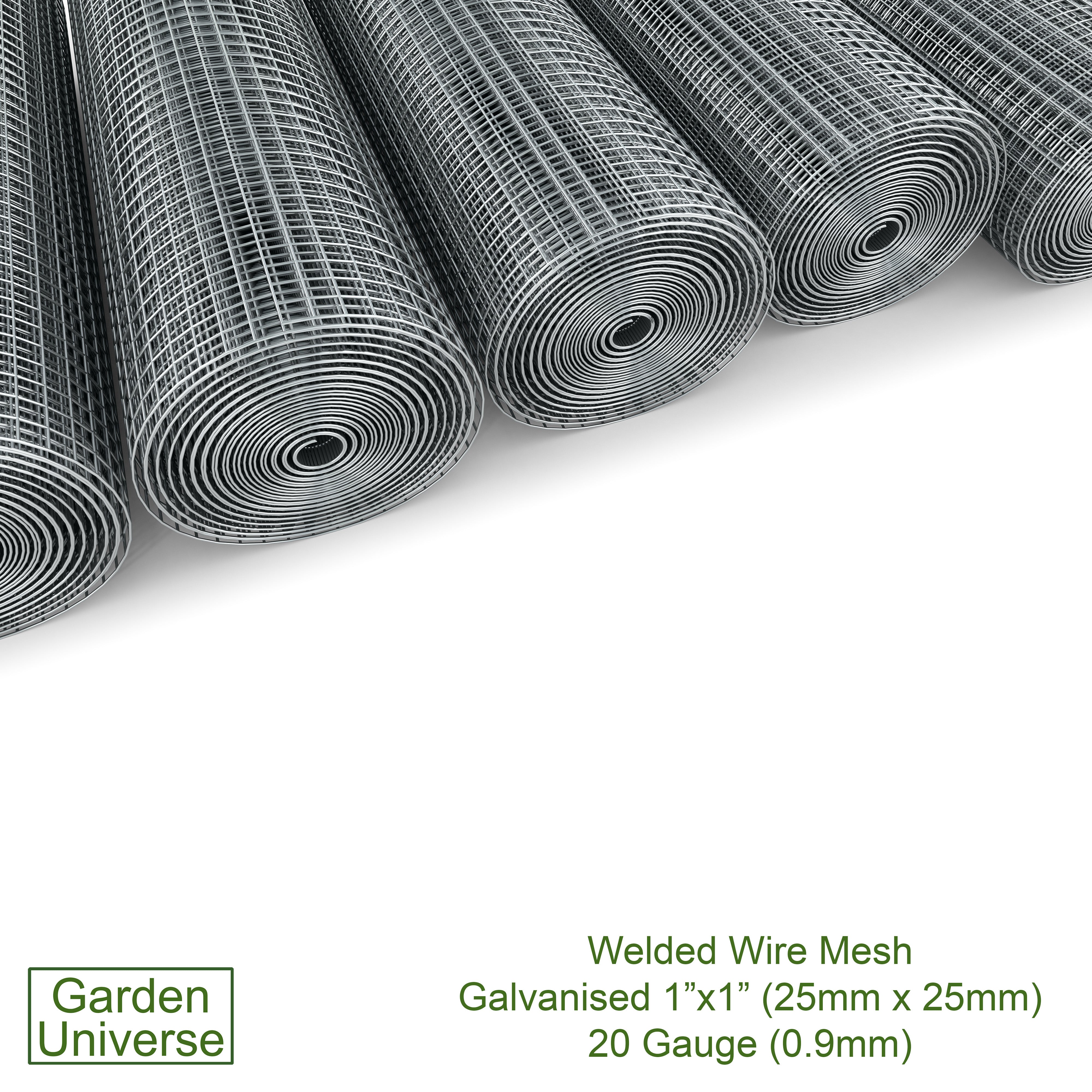 Welded Wire Mesh Galvanised Garden Universe Hole Size 25mm x 25mm (1"x1") H 120cm x L 30m Garden Fence W01-6
