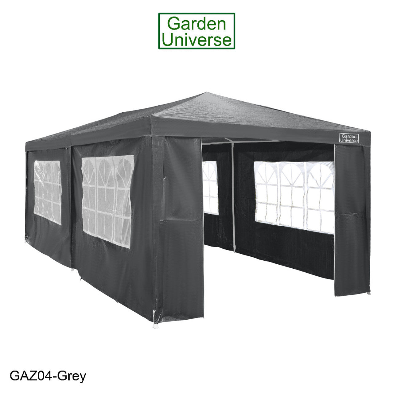 Gazebo 3m x 6m Party Tent with Four Walls Steel Frame XL Marquee - GAZ04-Grey