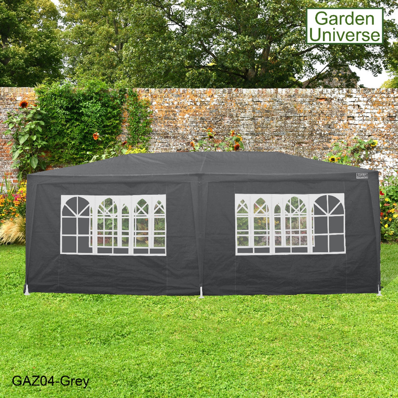 Gazebo 3m x 6m Party Tent with Four Walls Steel Frame XL Marquee - GAZ04-Grey