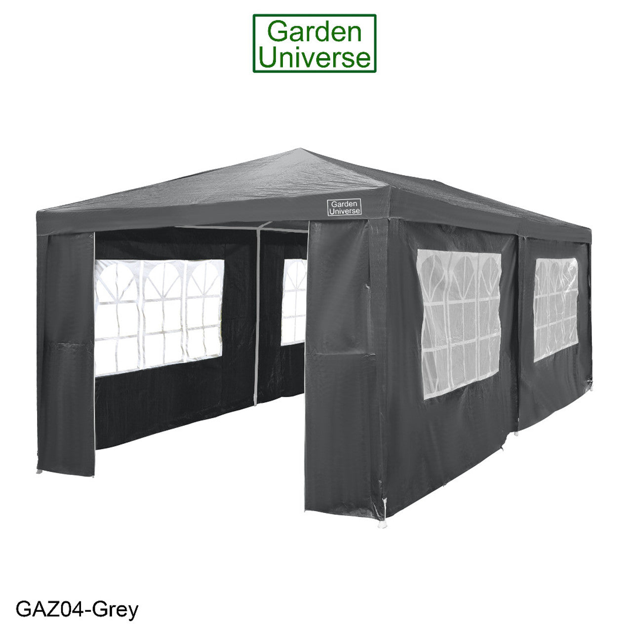 Gazebo 3m x 6m Party Tent with Four Walls Steel Frame XL Marquee - GAZ04-Grey