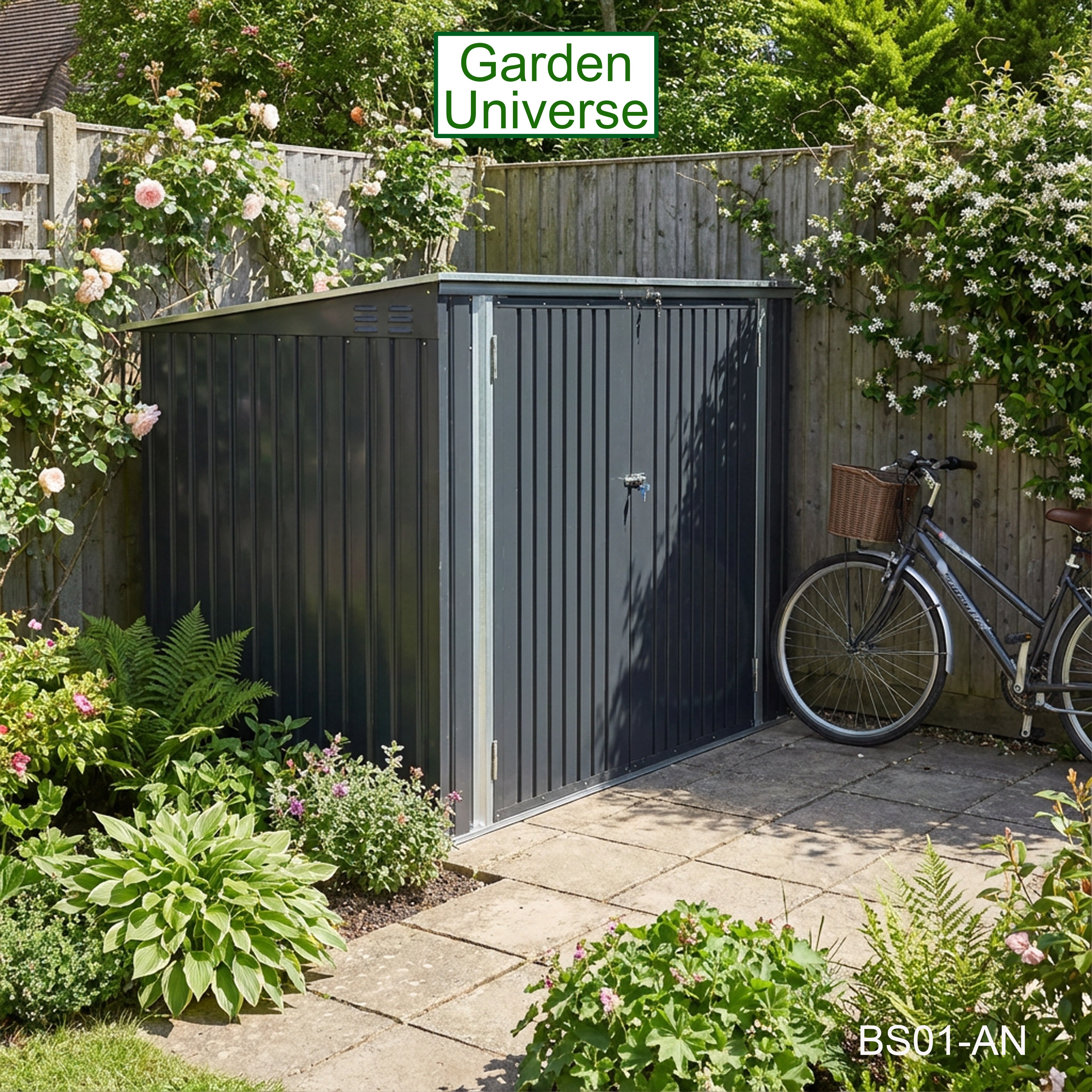 Bicycle Store 3 Wheelie Bin Storage Bike Shed by Garden Universe Grey Secure