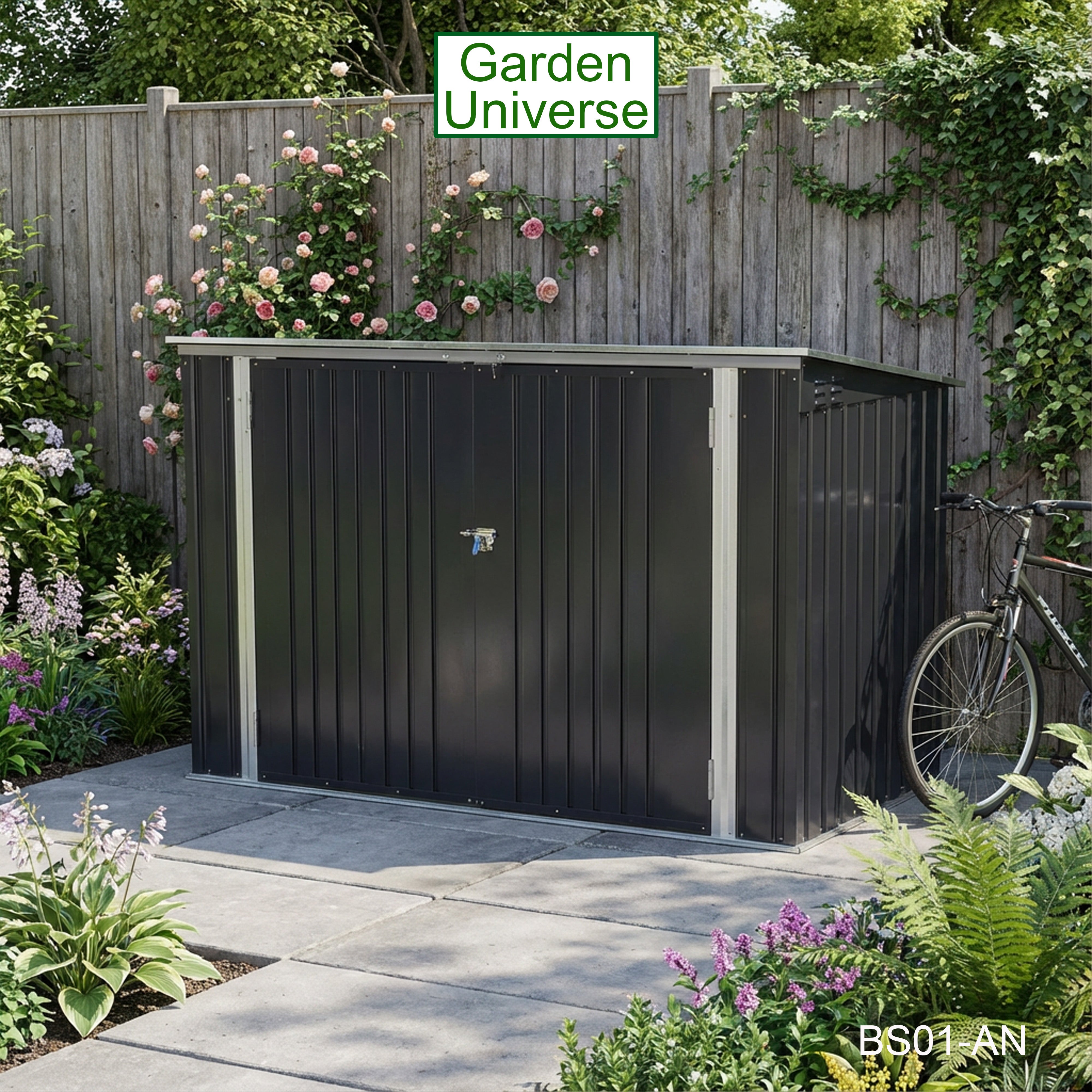 Bicycle Store 3 Wheelie Bin Storage Bike Shed by Garden Universe Grey Secure