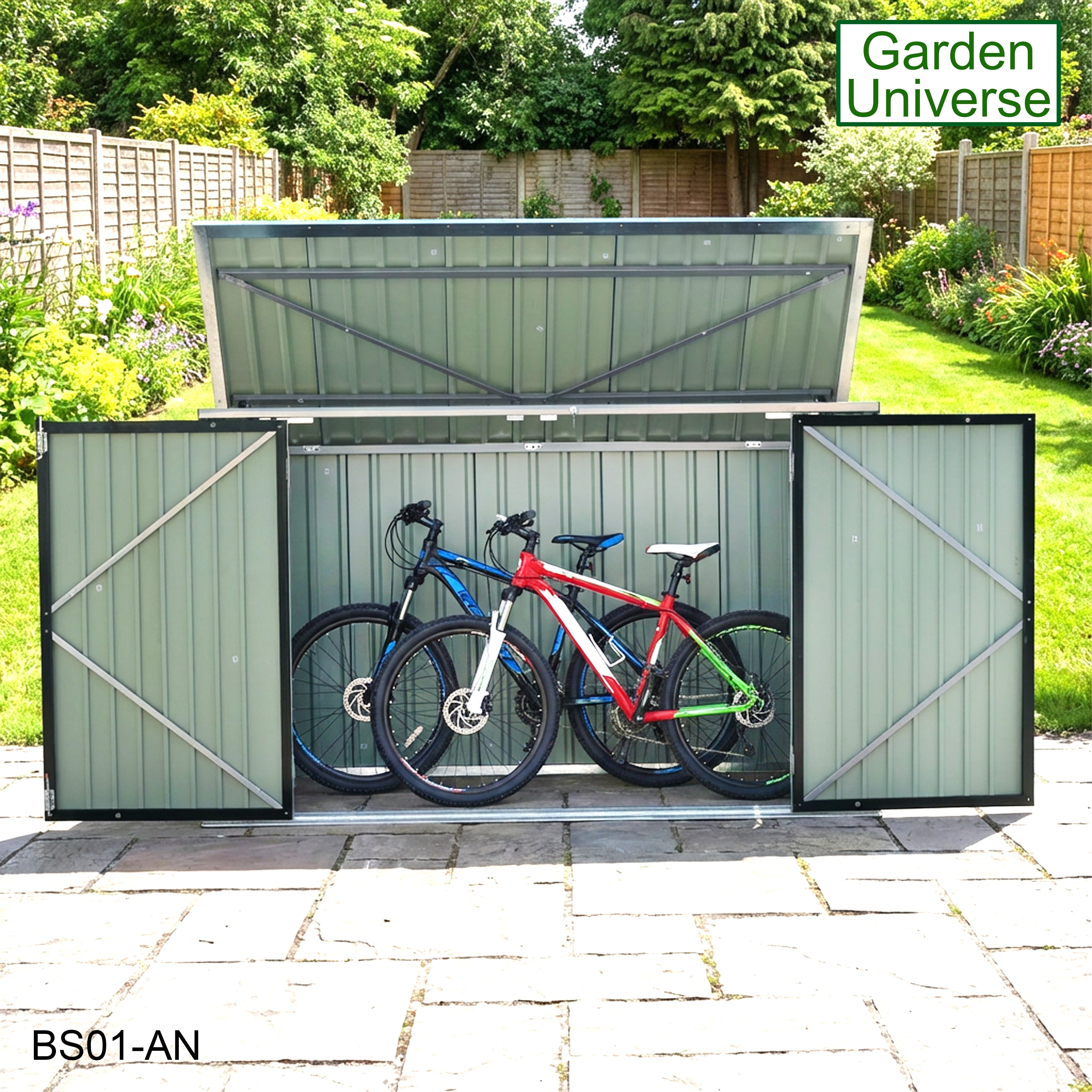 Bicycle Store 3 Wheelie Bin Storage Bike Shed by Garden Universe Grey Secure