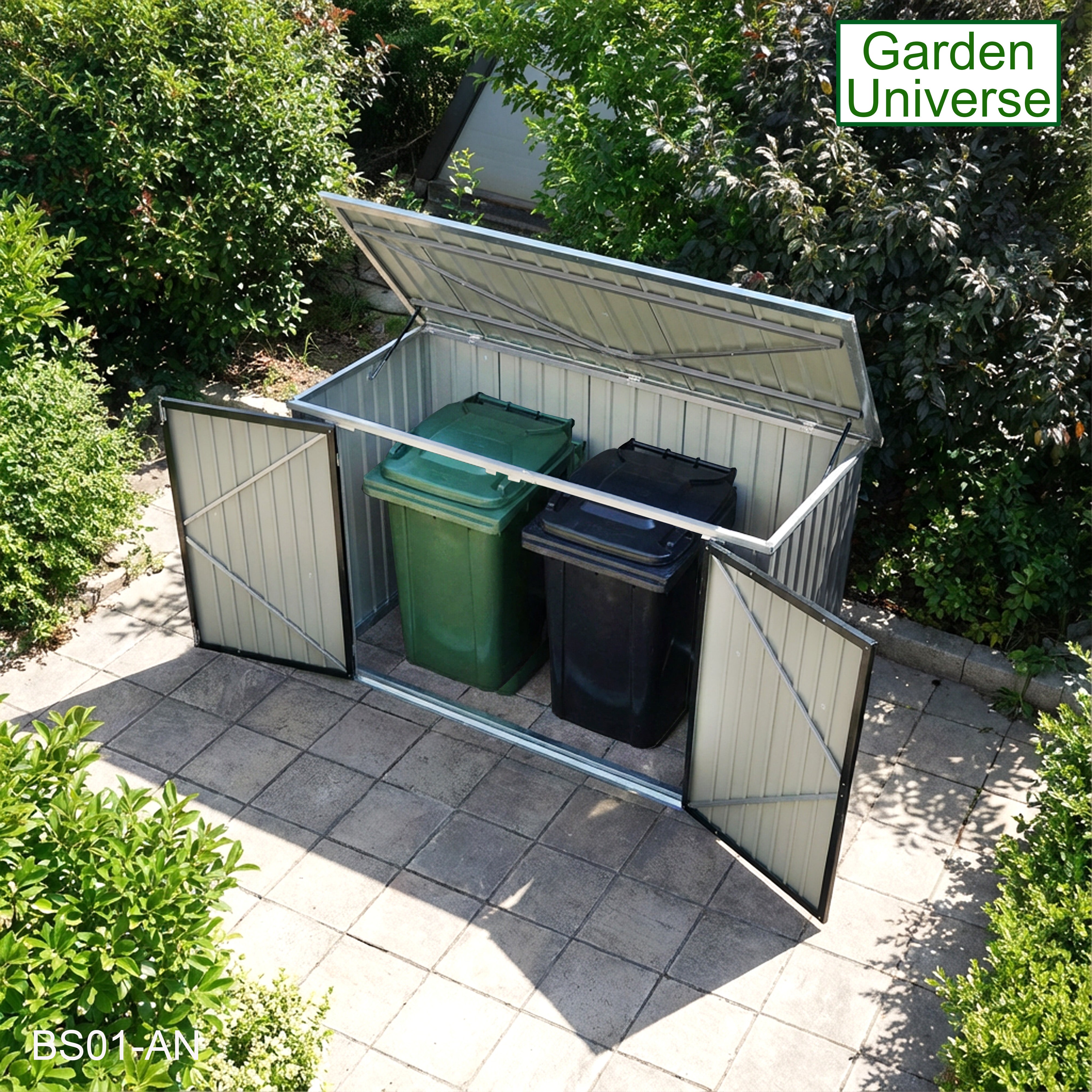 Bicycle Store 3 Wheelie Bin Storage Bike Shed by Garden Universe Grey Secure