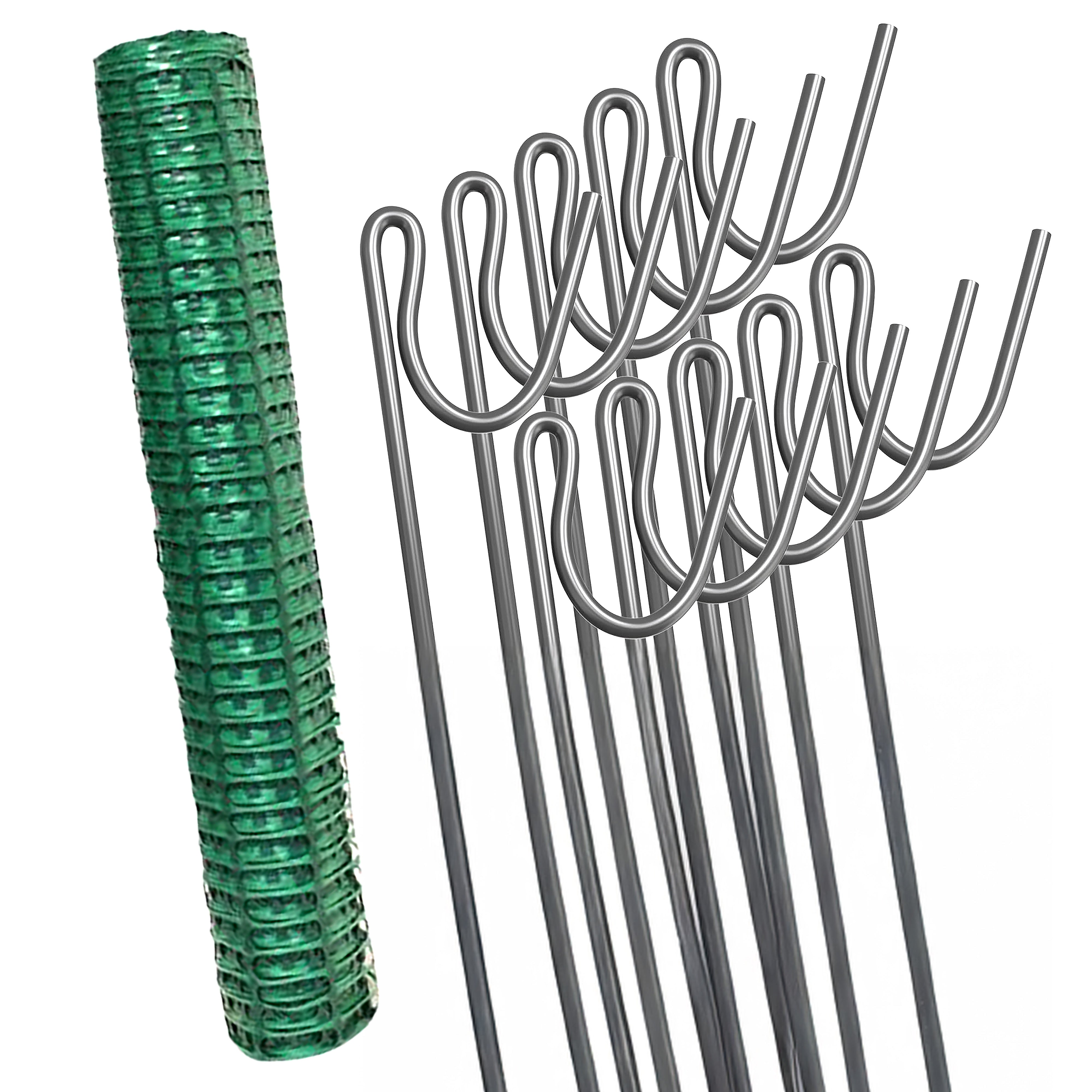 Garden Universe Barrier Fencing Green H 1m x L 25m with Galvanised Steel Fence Pins x 10  WBF02 + WFP04