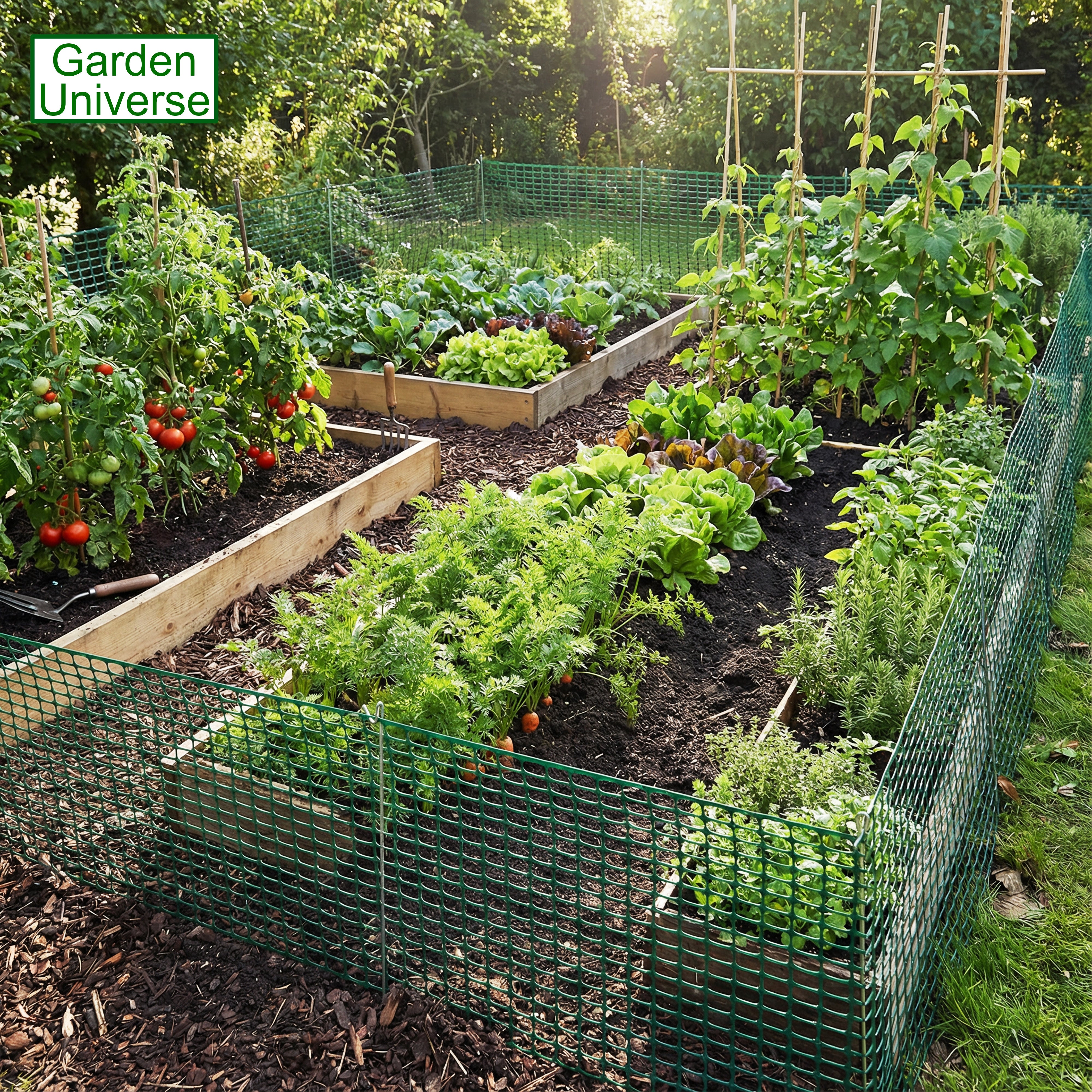Garden Universe Barrier Fencing Green H 1m x L 25m with Galvanised Steel Fence Pins x 10  WBF02 + WFP04