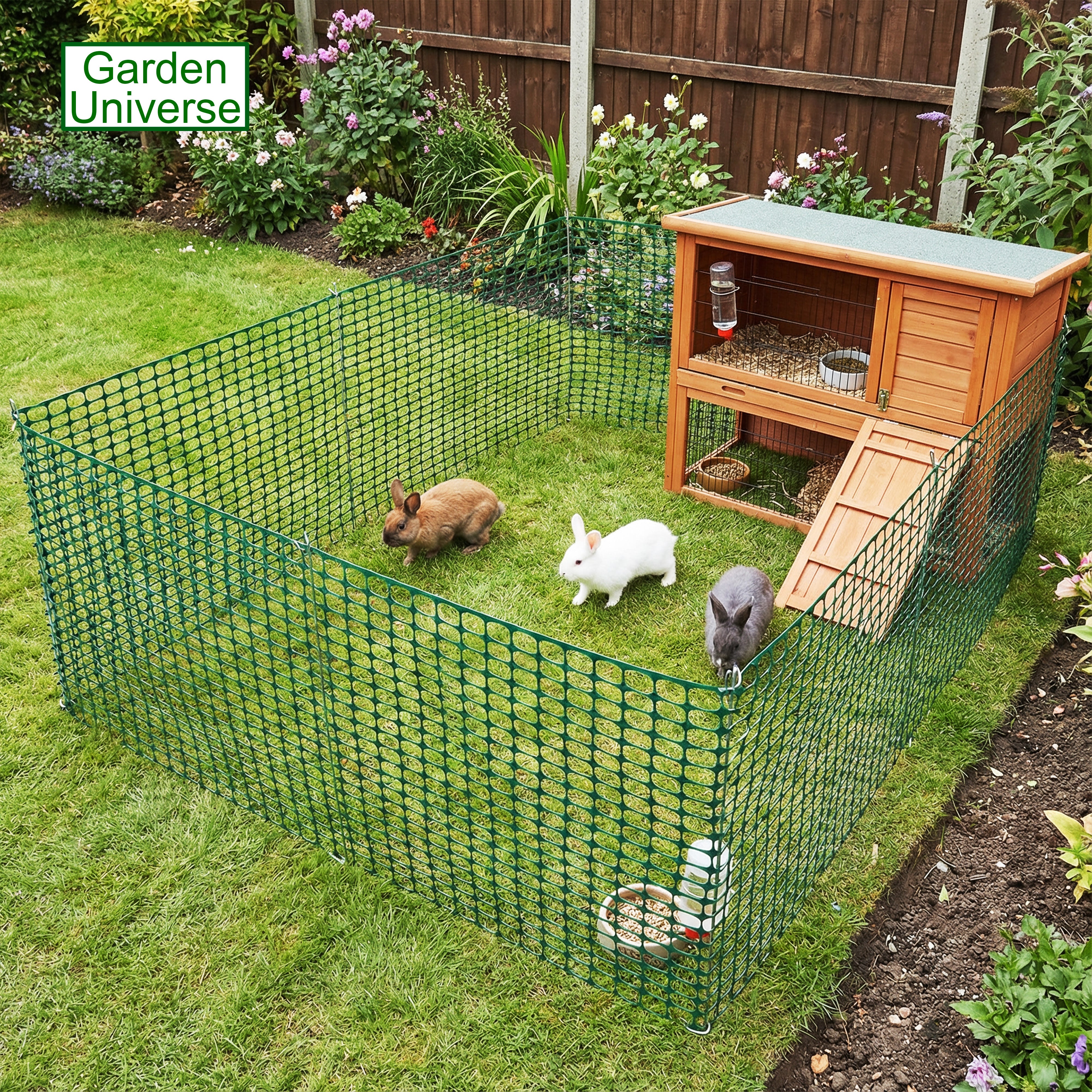 Garden Universe Barrier Fencing Green H 1m x L 25m with Galvanised Steel Fence Pins x 10  WBF02 + WFP04