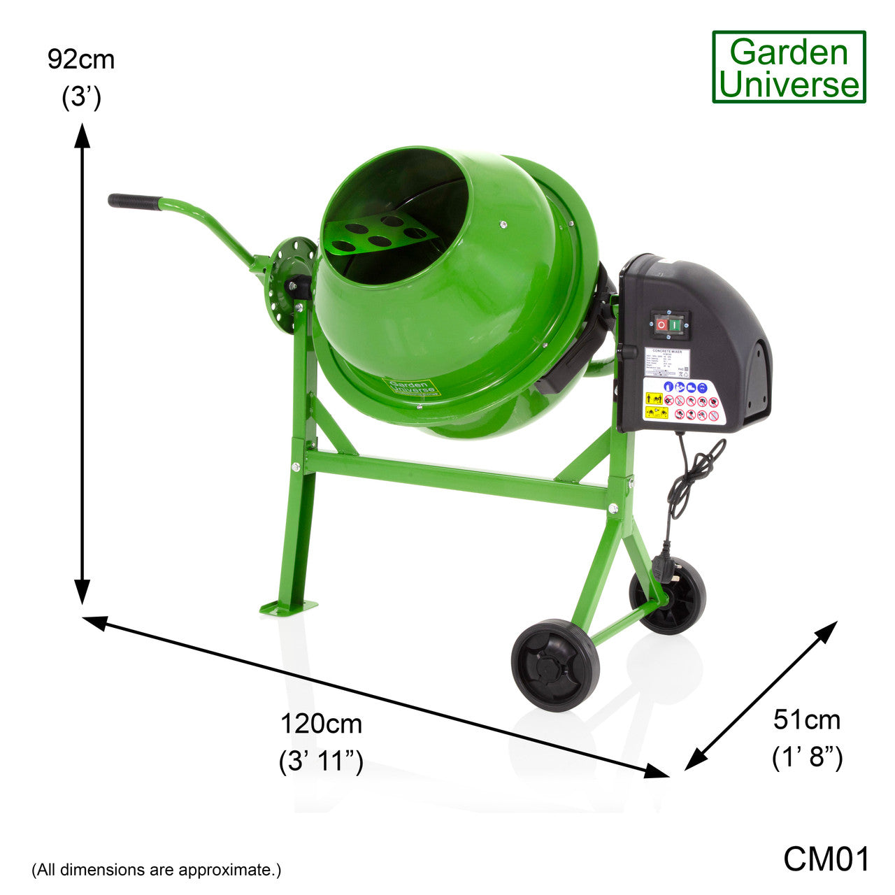 Cement Mixer Electric 220W Powerful Motor 63L Capacity CM01