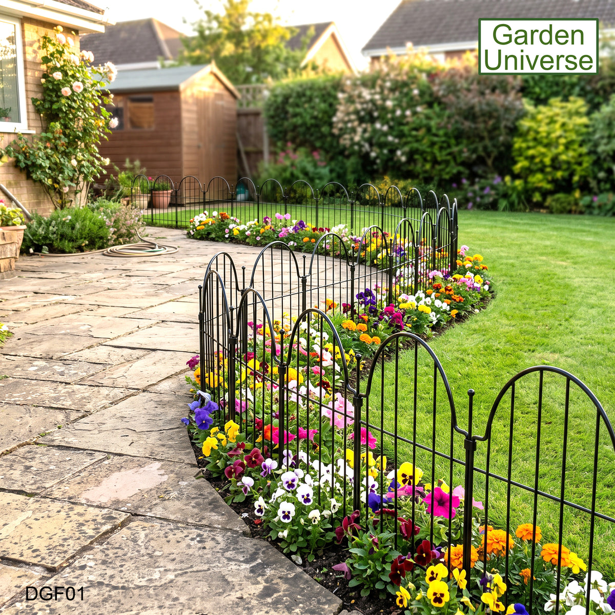Garden Universe Decorative Metal Garden Fence 43cm High No Dig Border Edging Animal Barrier 3.3m 10 Panels - DGF01