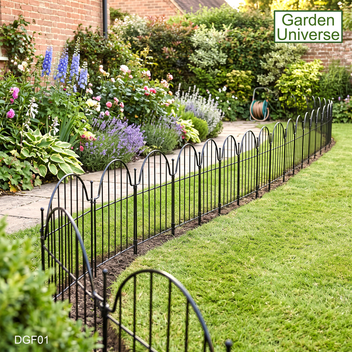 Garden Universe Decorative Metal Garden Fence 43cm High No Dig Border Edging Animal Barrier 3.3m 10 Panels - DGF01