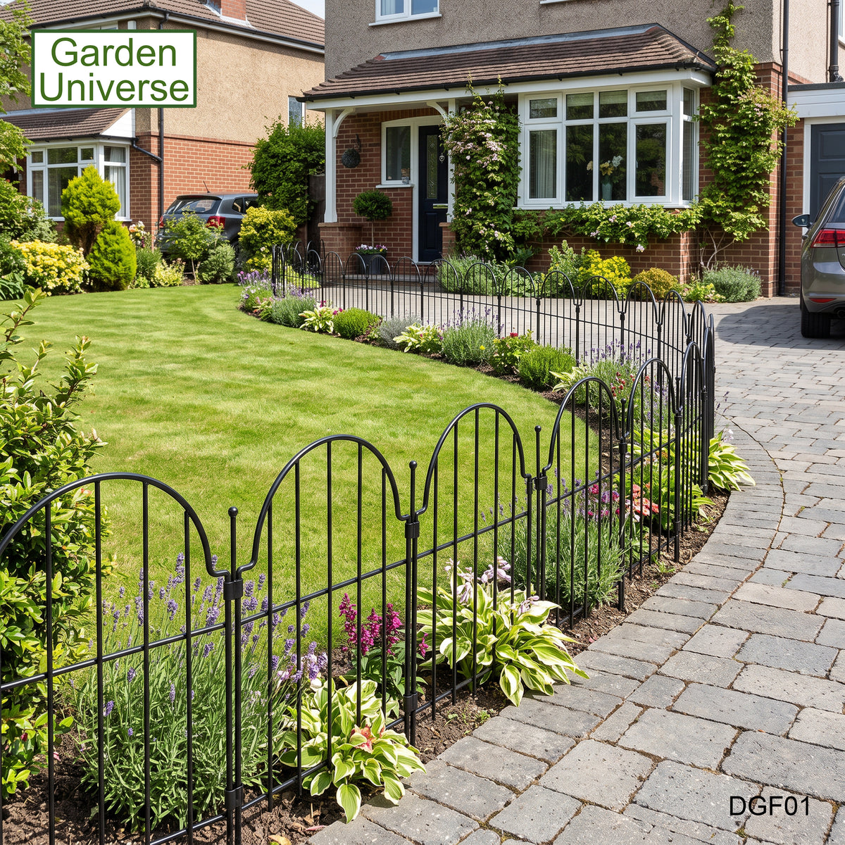 Garden Universe Decorative Metal Garden Fence 43cm High No Dig Border Edging Animal Barrier 3.3m 10 Panels - DGF01